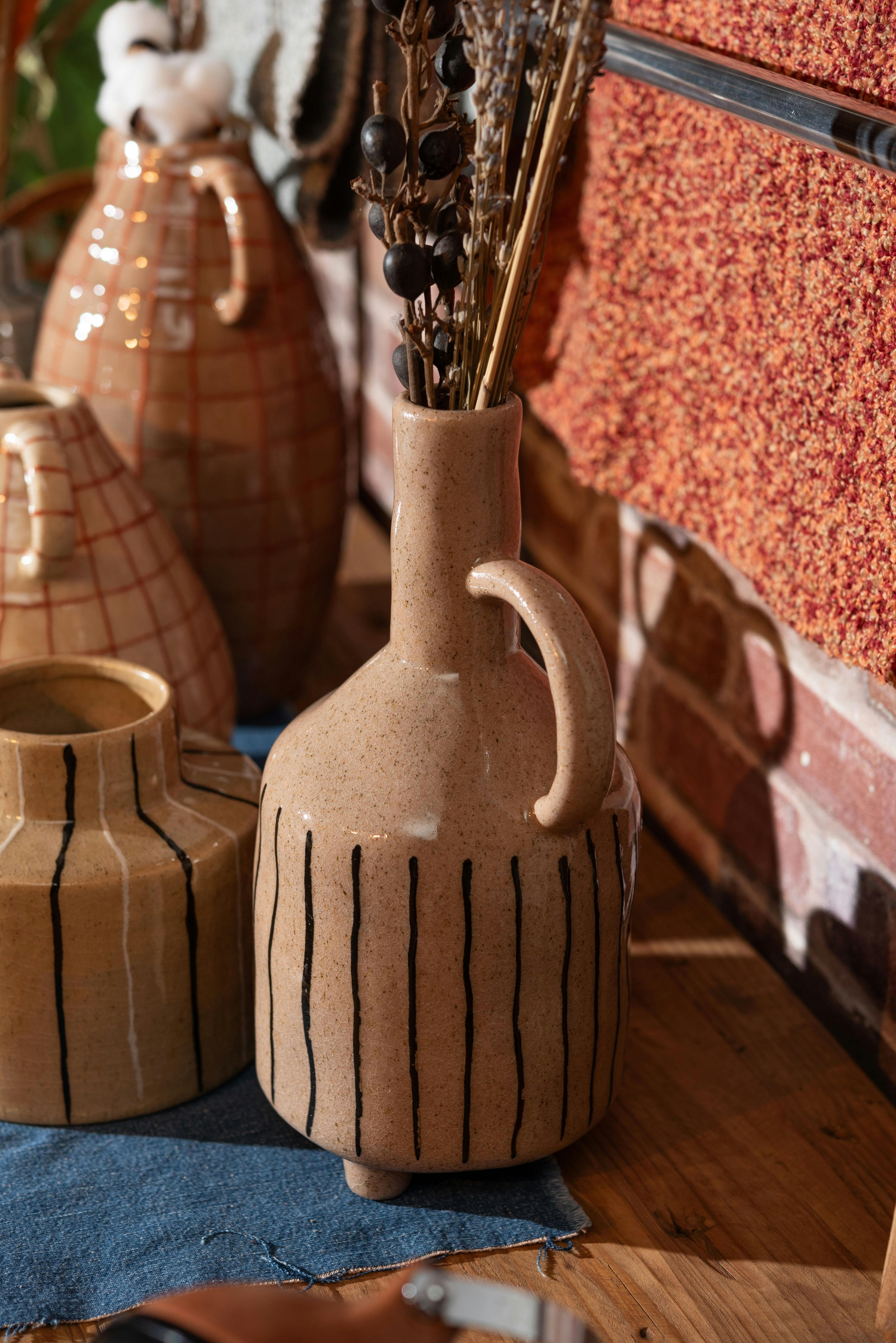 Room Essence フラワーベース W14.5×D13×H27.5 ブラウン 完成品 花瓶