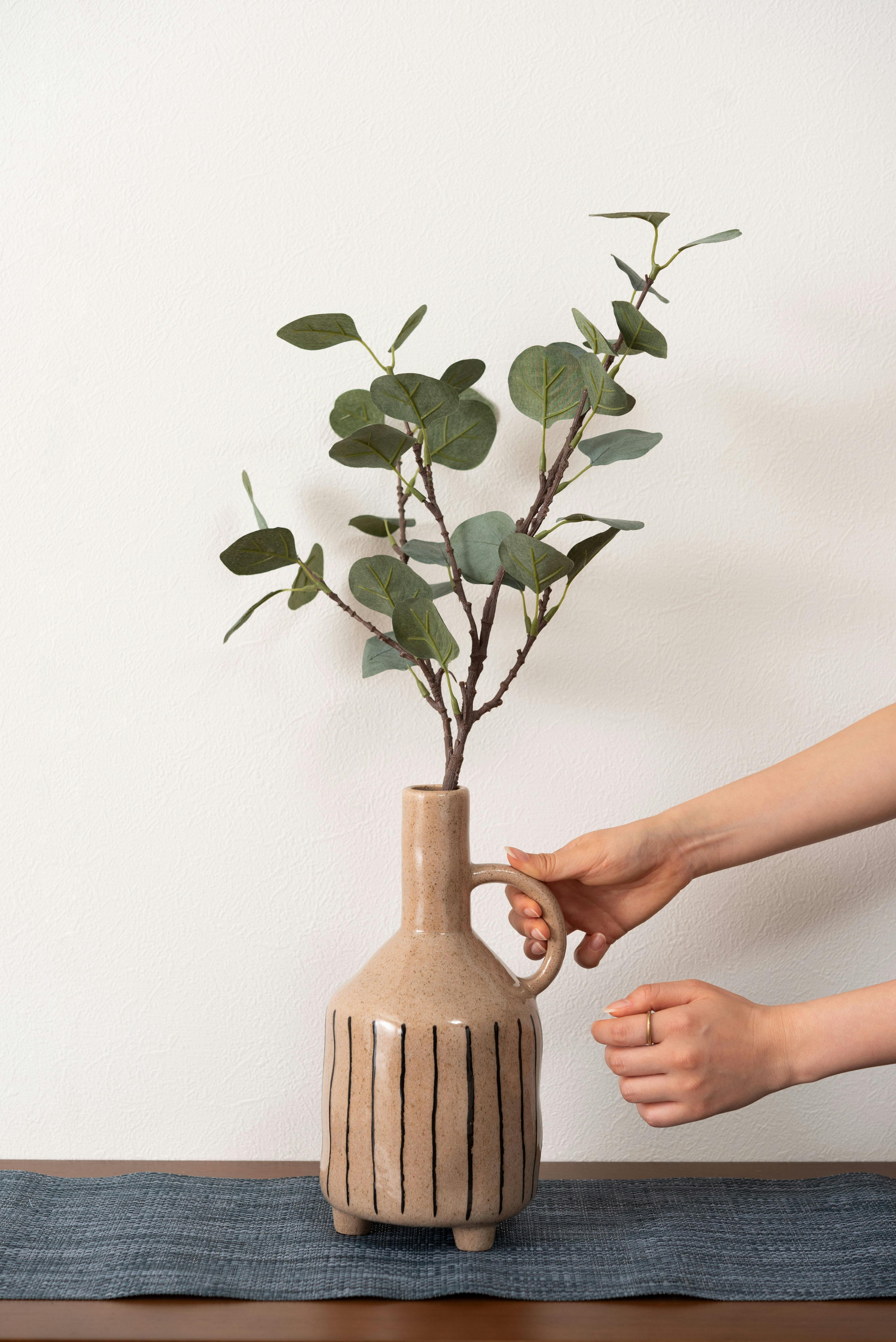 Room Essence フラワーベース W14.5×D13×H27.5 ブラウン 完成品 花瓶