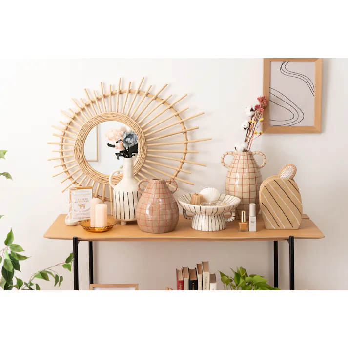 Room Essence トレイベース W26×D26×H12 アイボリー 完成品 オブジェ インテリア 雑貨 置物 小物入れ アクセサリー 北欧 陶器 セラミック モダン オーナメント 装飾 指輪 ネックレス 鍵 キー 収納 玄関 ジュエリー リビング 寝室 CLY-74IV【別送品】