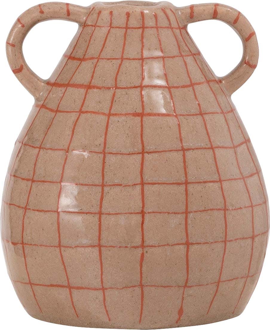 Room Essence フラワーベース W17.5×D17.5×H21 ブラウン 完成品 花瓶 花びん フラワースタンド 陶器 北欧 シンプル 艶 生花 枝物 グリーン・観葉植物用品