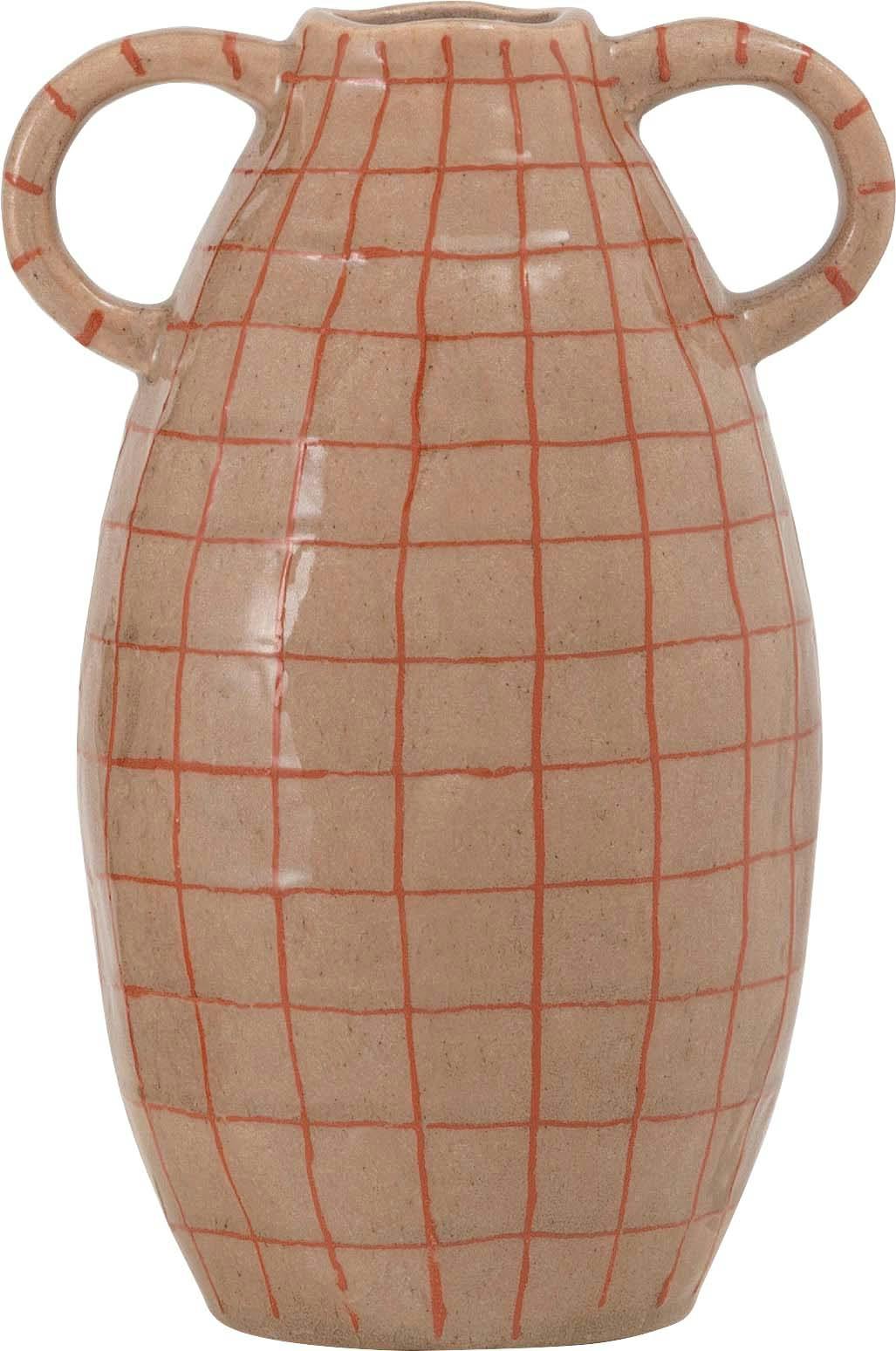 Room Essence フラワーベース W19.5×D16×H29 ブラウン 完成品 花瓶 花びん フラワースタンド 陶器 北欧 シンプル 艶 生花 枝物 卓 グリーン・観葉植物用品