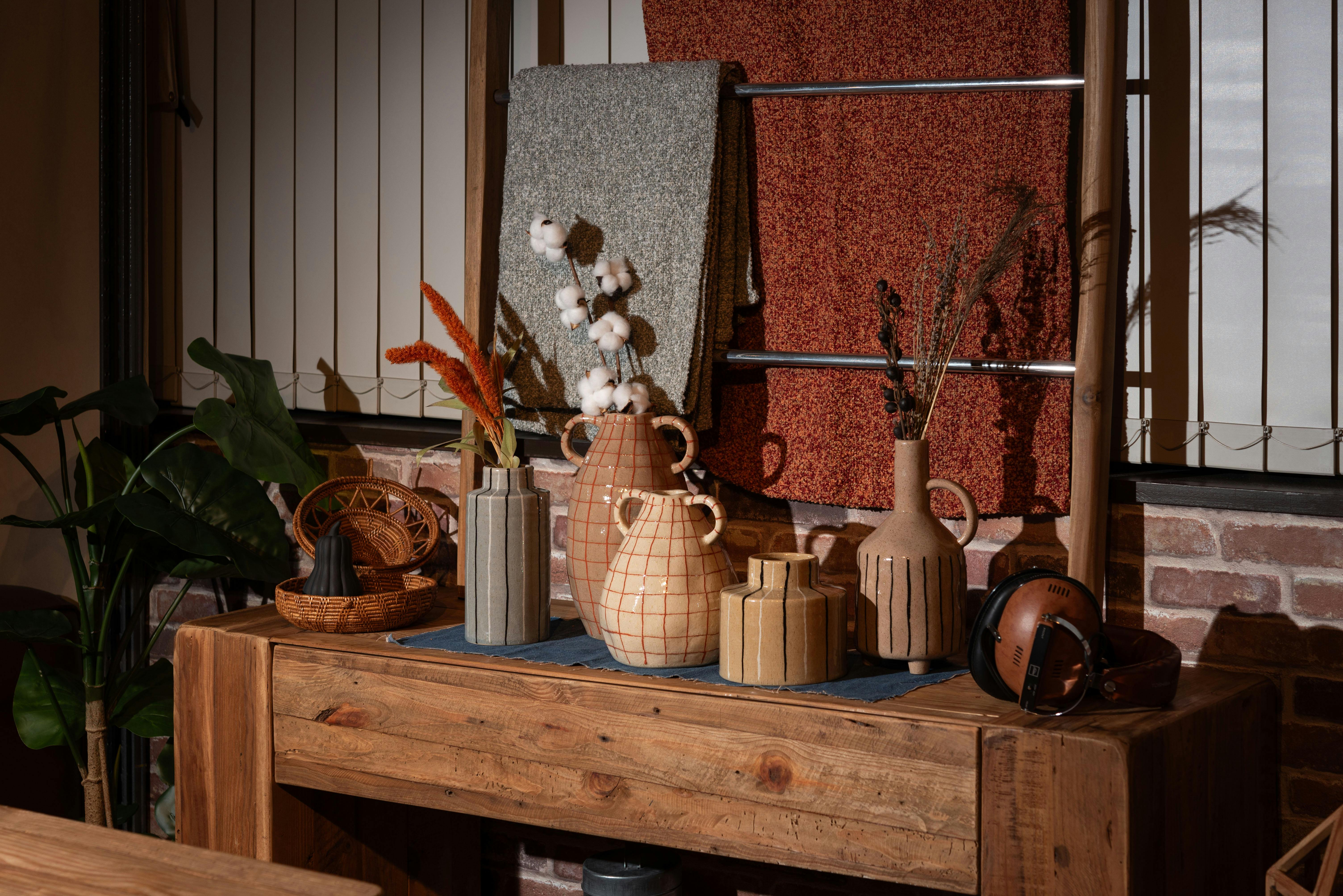 Room Essence フラワーベース W19.5×D16×H29 ブラウン 完成品 花瓶