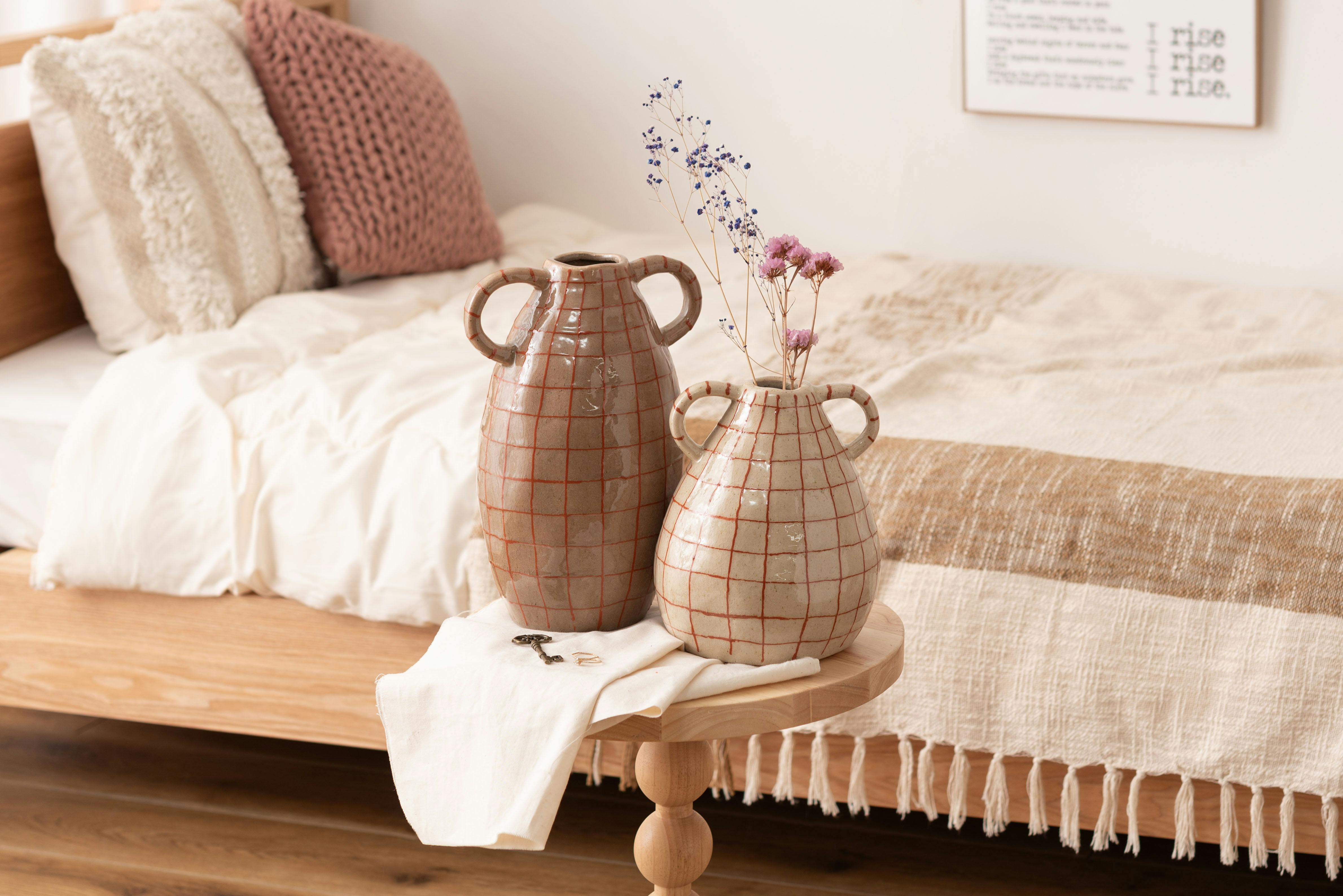 Room Essence フラワーベース W19.5×D16×H29 ブラウン 完成品 花瓶