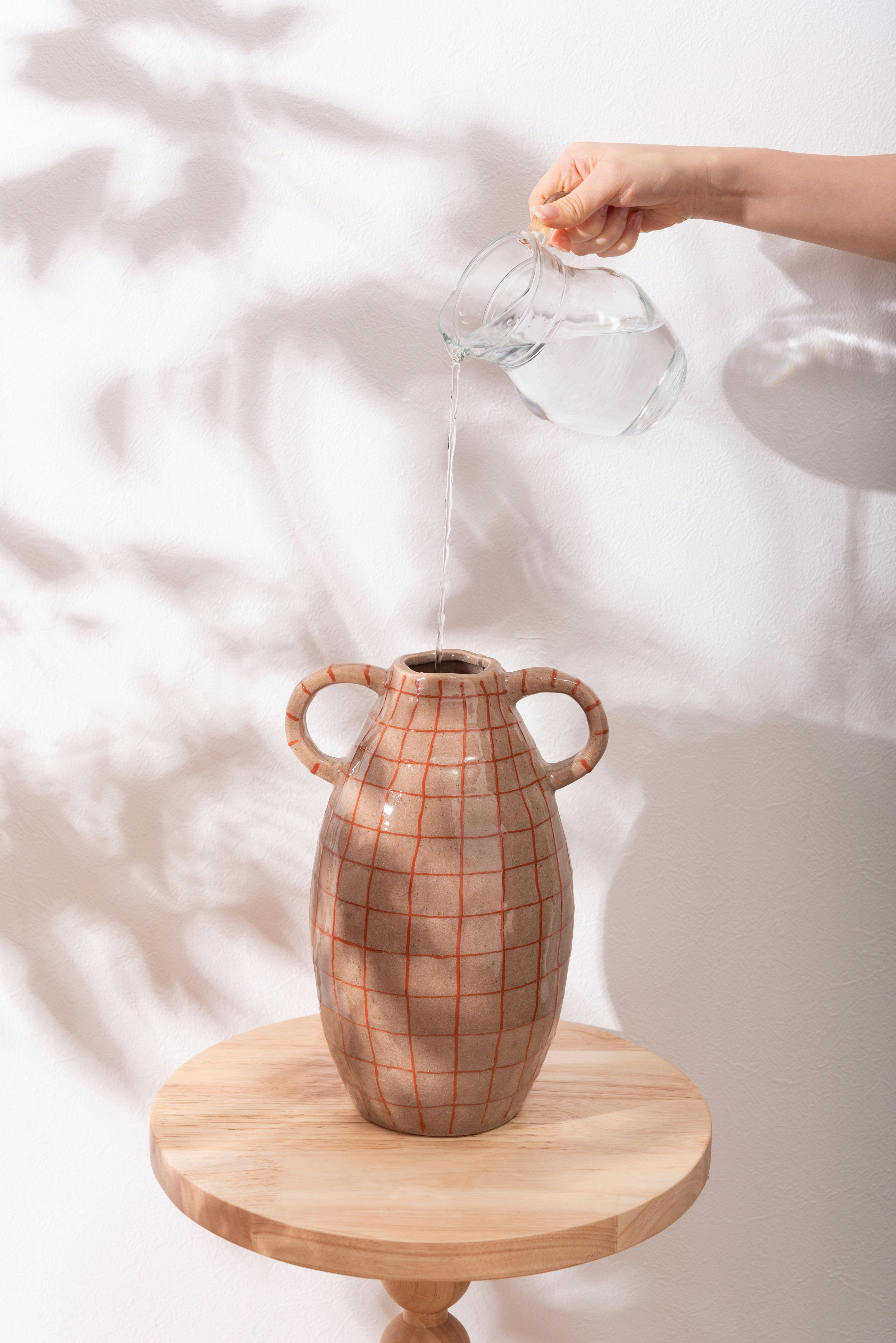 Room Essence フラワーベース W19.5×D16×H29 ブラウン 完成品 花瓶