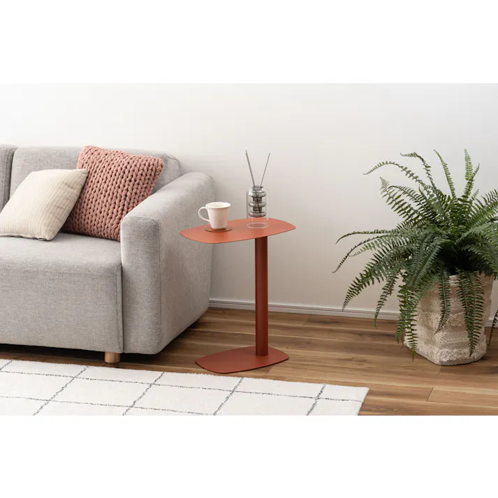 Room Essence サイドテーブル W28×D42×H50.5 オレンジ 組立式 テーブル コの字型 コの字 シンプル コンパクト おしゃれ レトロ モダン アシンメトリー くすみカラー DM-100OR【別送品】