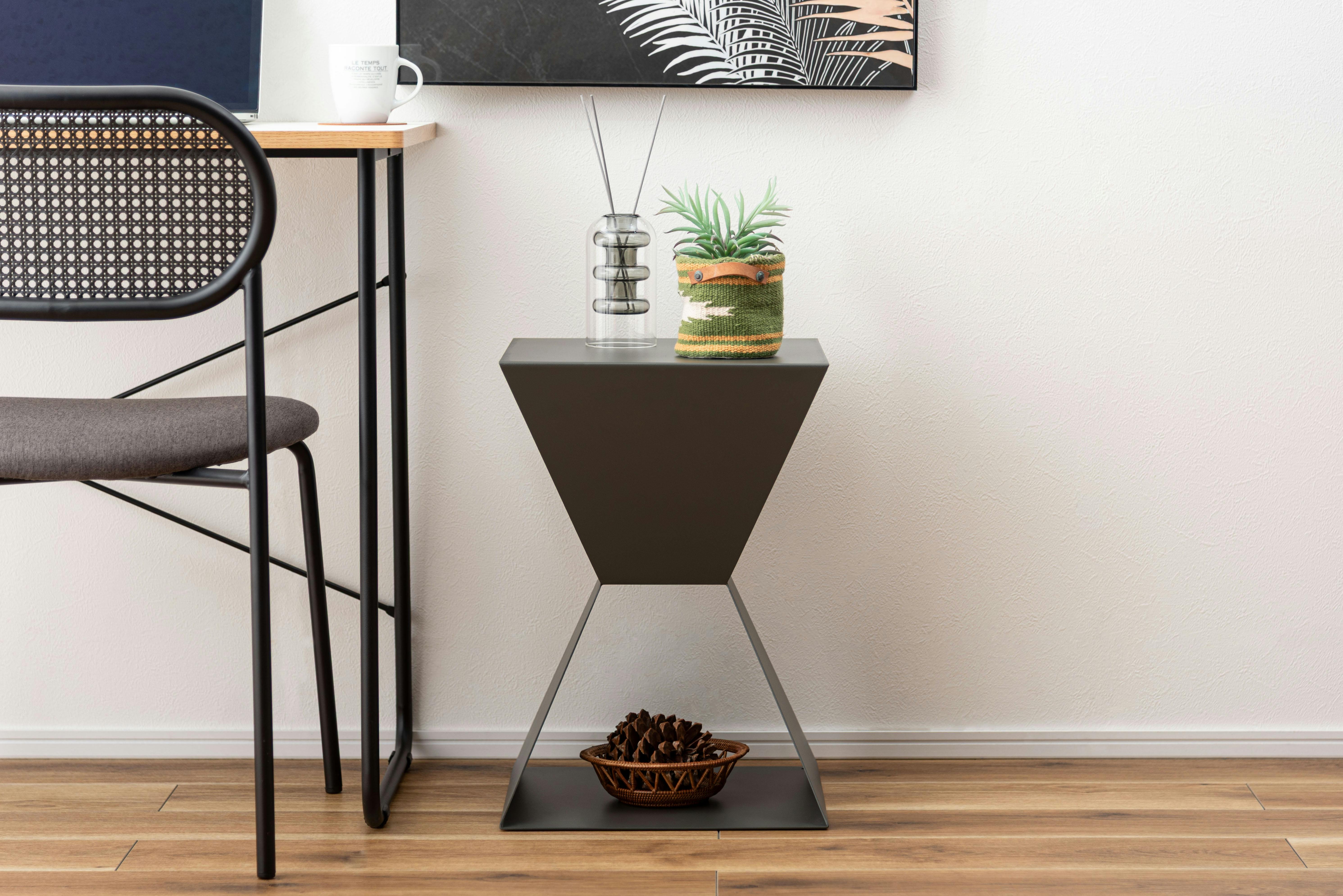 サイドテーブル Room Essence サイドテーブル W35×D35×H50.5 ダークグレー 完成