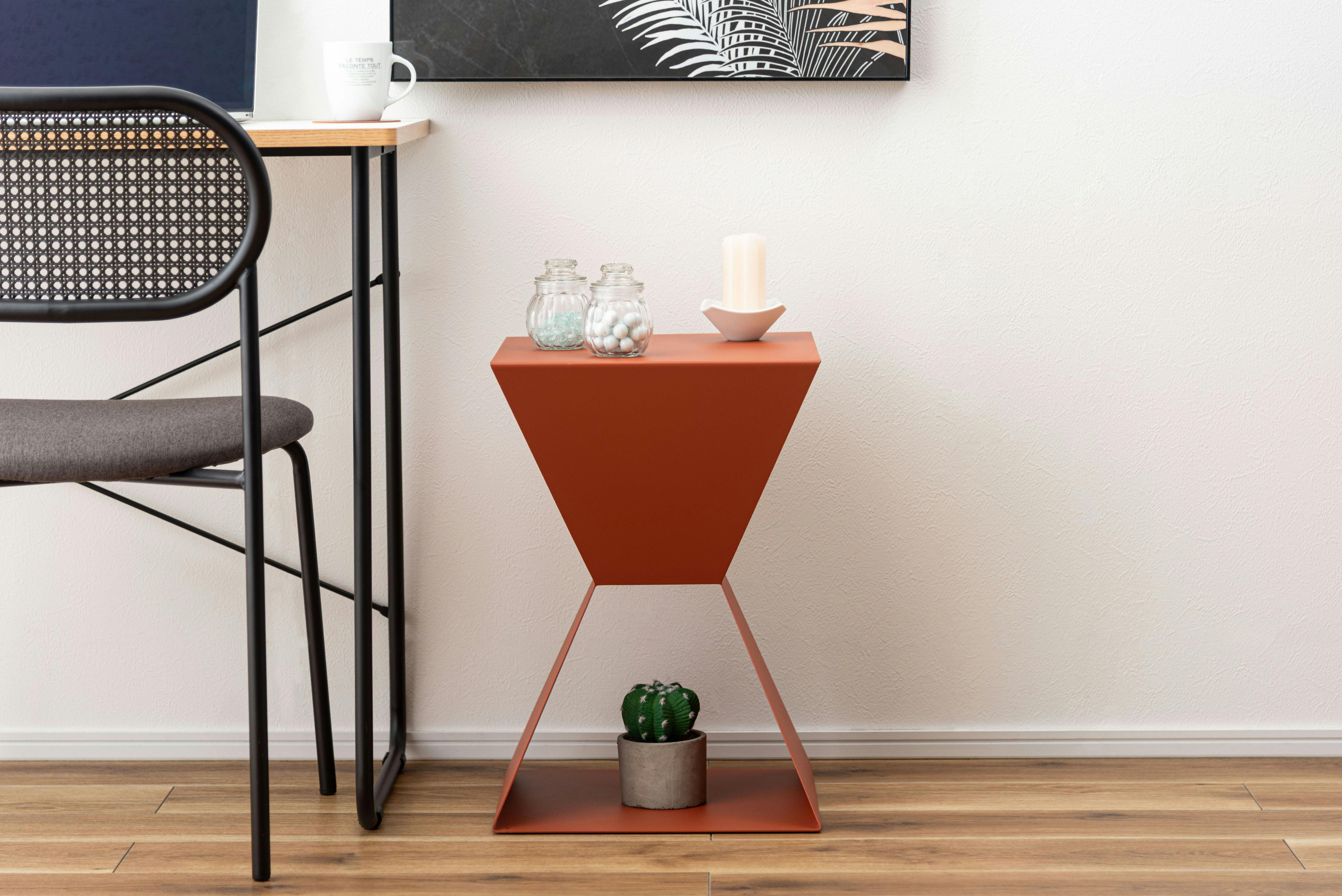 Room Essence サイドテーブル W35×D35×H50.5 オレンジ 完成品 テーブル