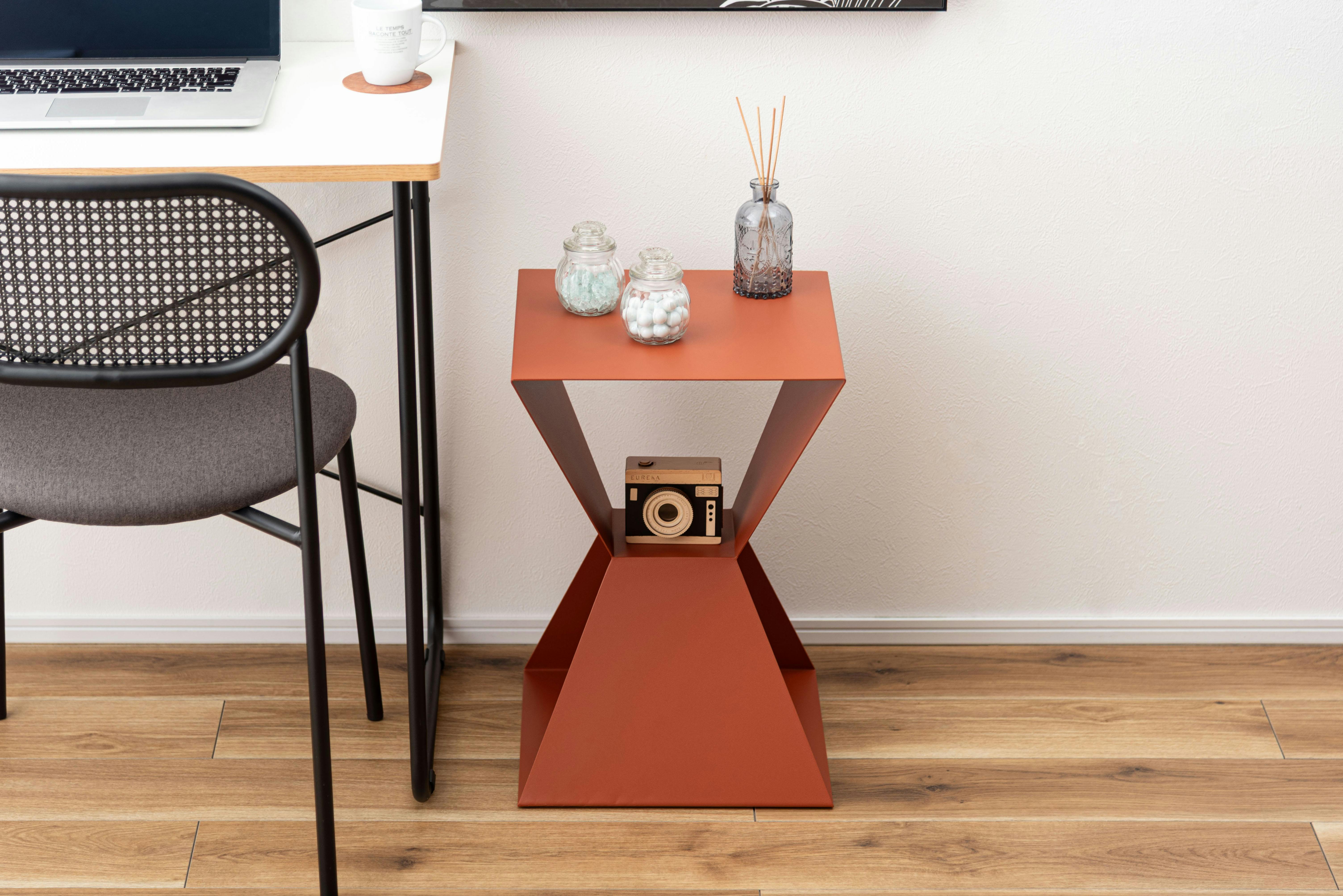 Room Essence サイドテーブル W35×D35×H50.5 オレンジ 完成品 テーブル