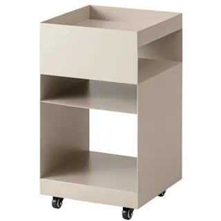 Room Essence サイドテーブルワゴン W35×D35×H62.5 ベージュ 組立式 ワゴン スチールワゴン キャスター付き 棚付き 収納 モダン アクセント レトロ くすみカラー サイドテーブル DM-103BE【別送品】