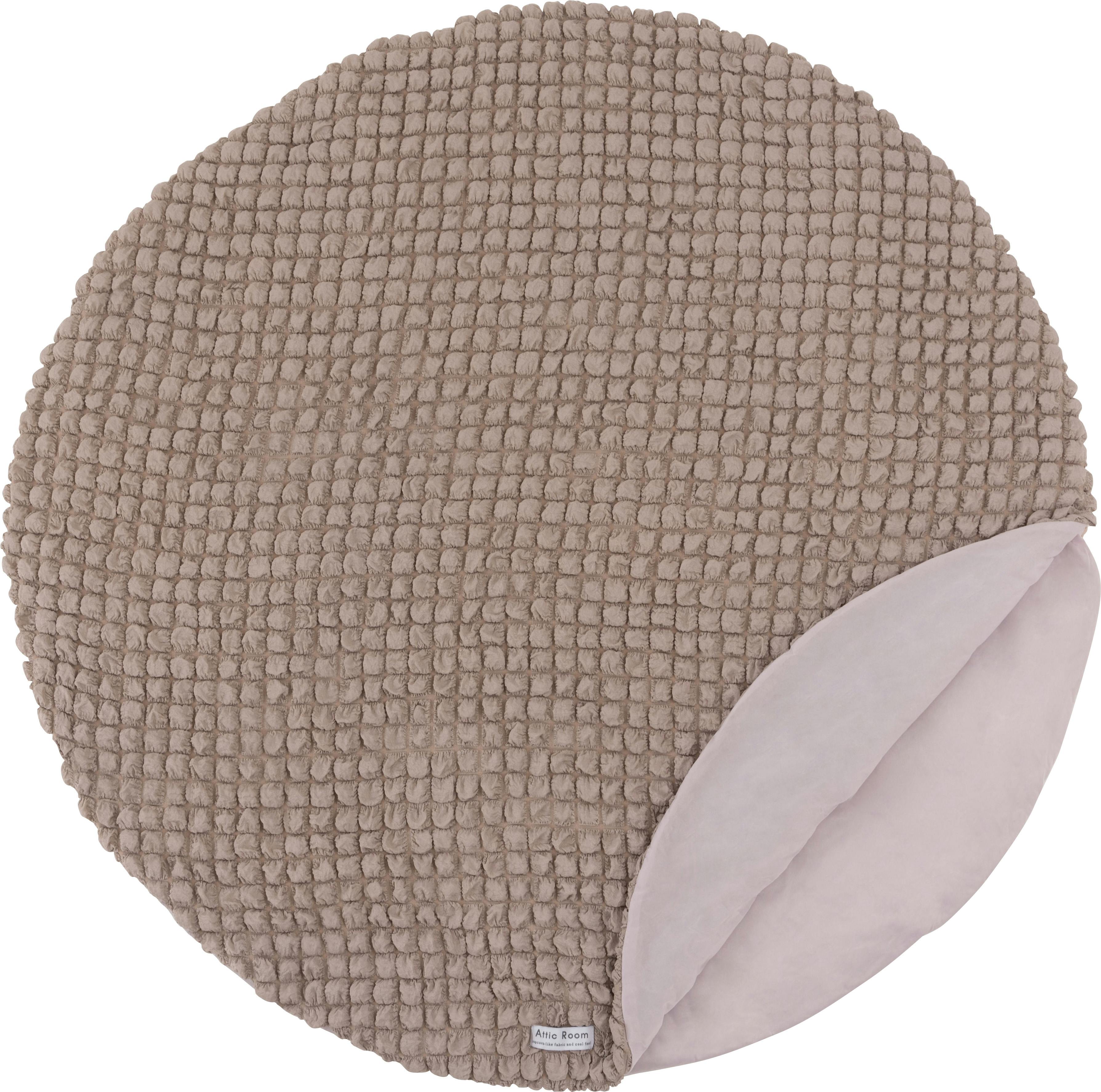 Room Essence 冷感ラウンドサンドクッション 約W100×D100 グレー 完成品 接触冷感 ポップコーン生地 かわいい 韓国インテリア 北欧 もちも その他のクッション