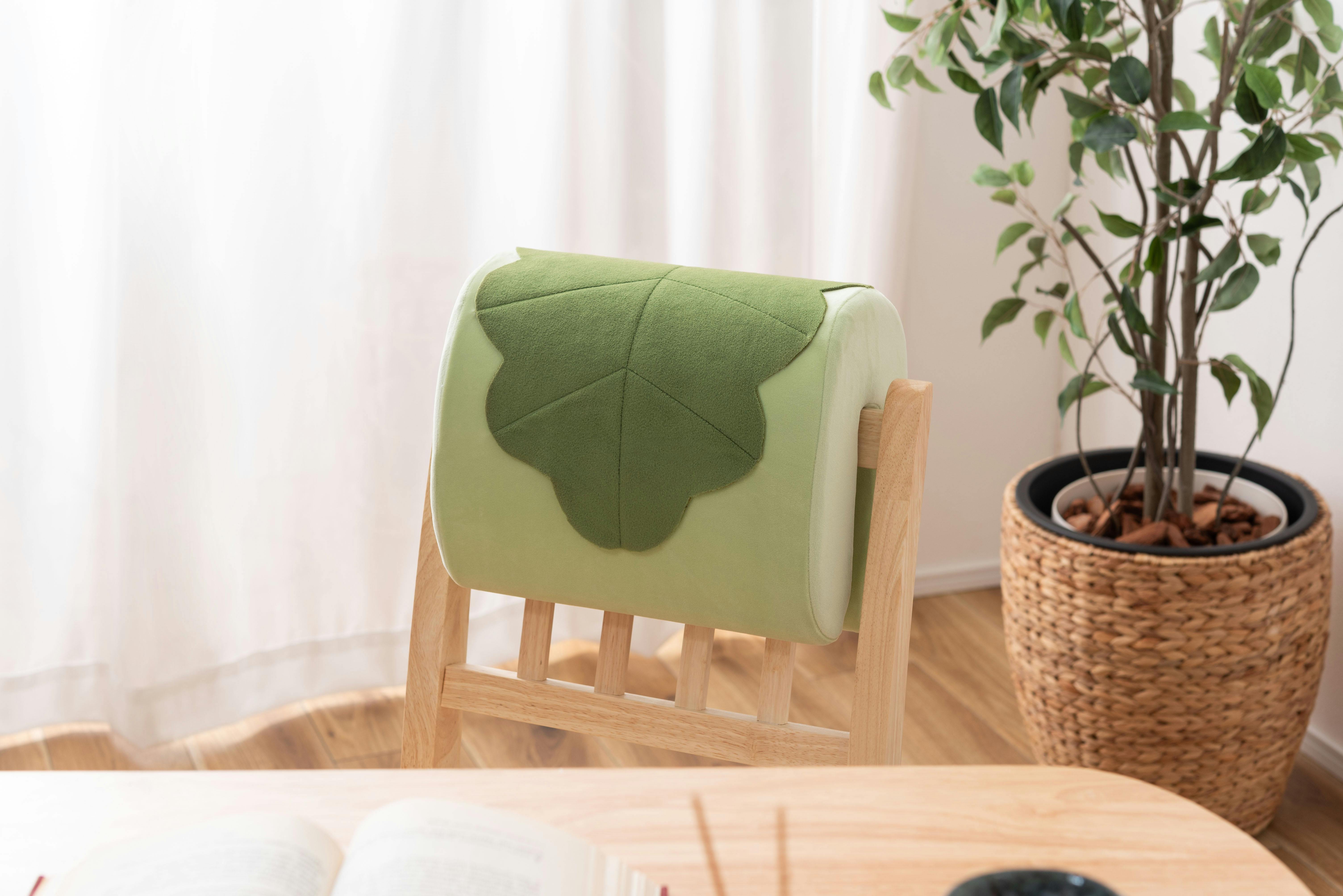 Room Essence 挟んで使えるクッション W30×D25×H19 グリーン 完成品 腰