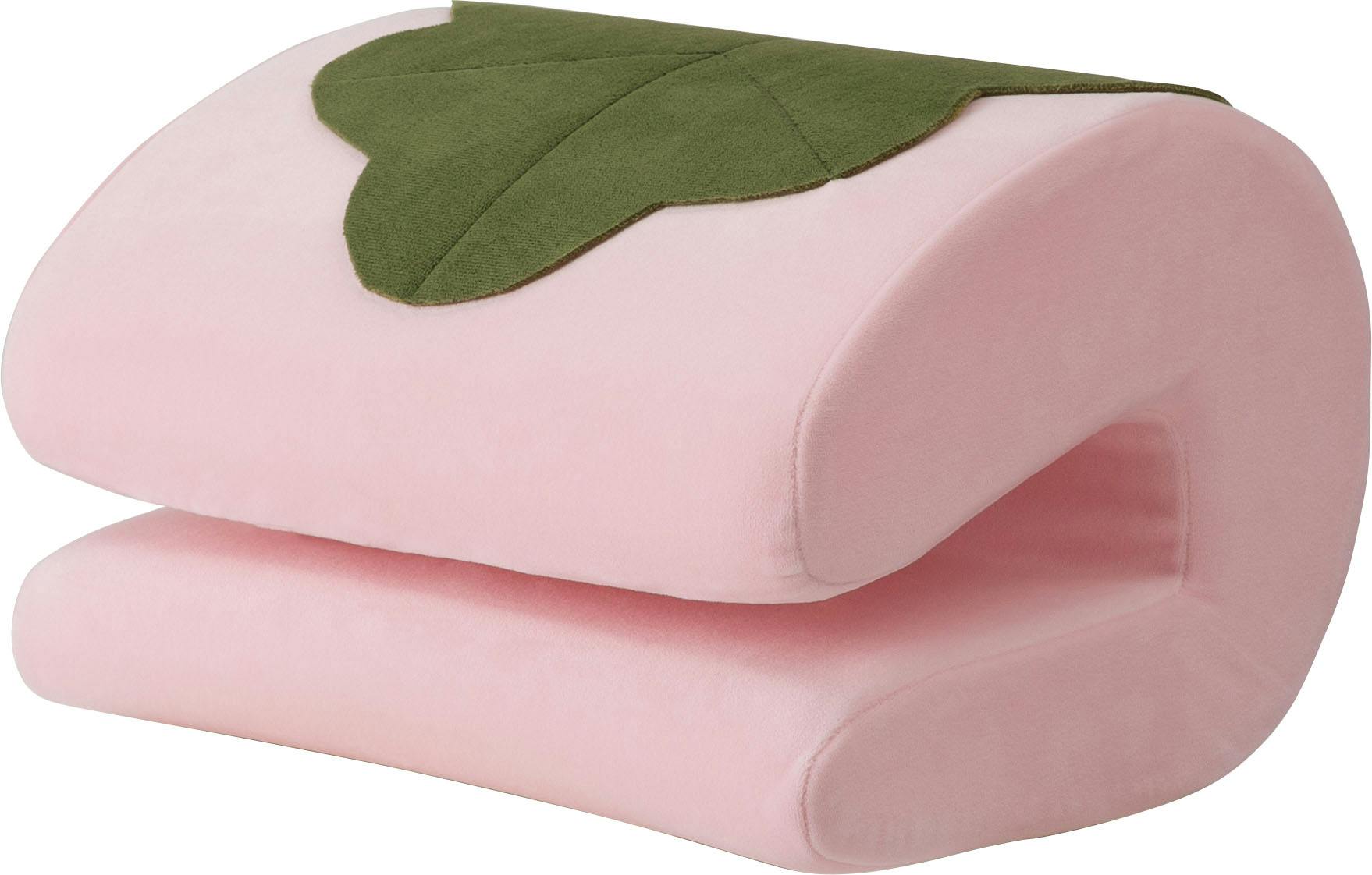 Room Essence 挟んで使えるクッション W30×D25×H19 ピンク 完成品 腰当て 枕 肘置き 背もたれ かわいい ポップ 和風 おもち 桜 U字 背当てクッション