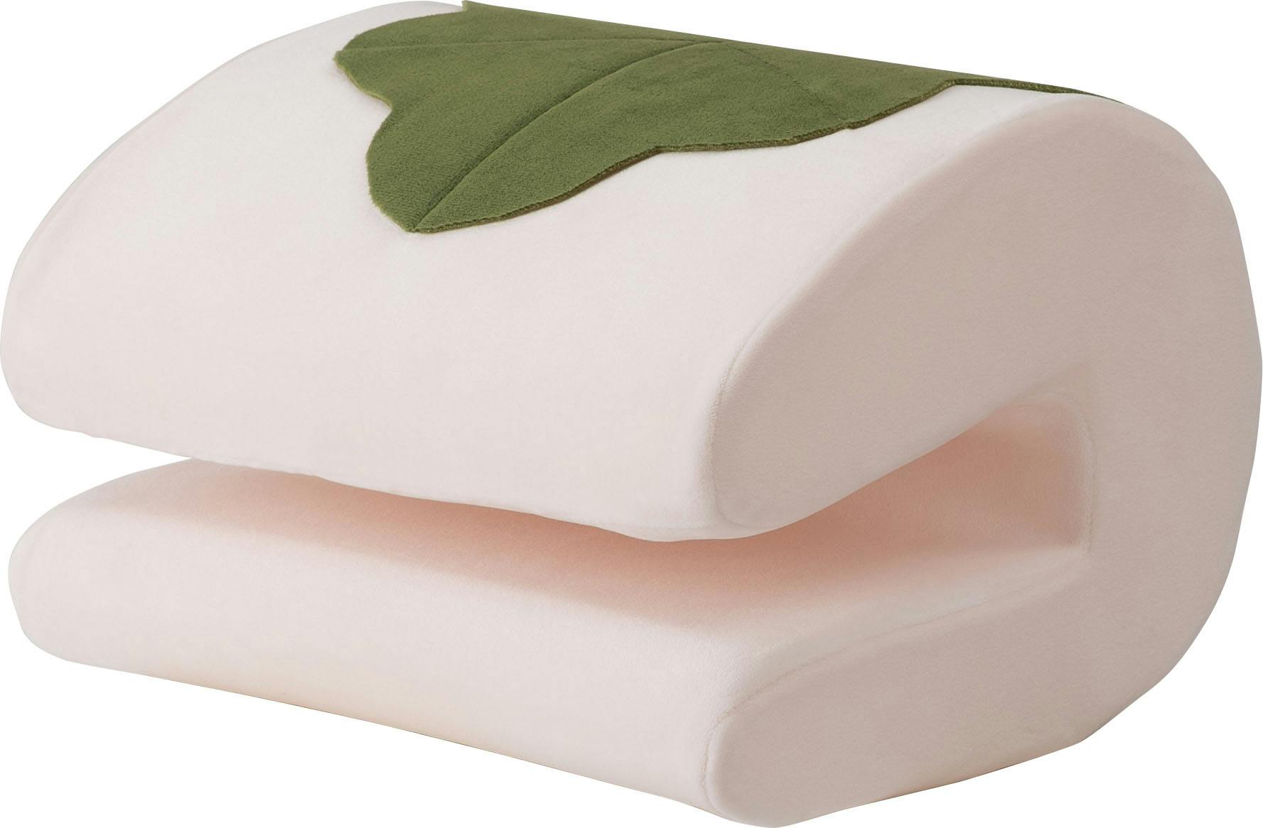 Room Essence 挟んで使えるクッション W30×D25×H19 ホワイト 完成品 腰当て 枕 肘置き 背もたれ かわいい ポップ 和風 おもち U字 背当てクッション