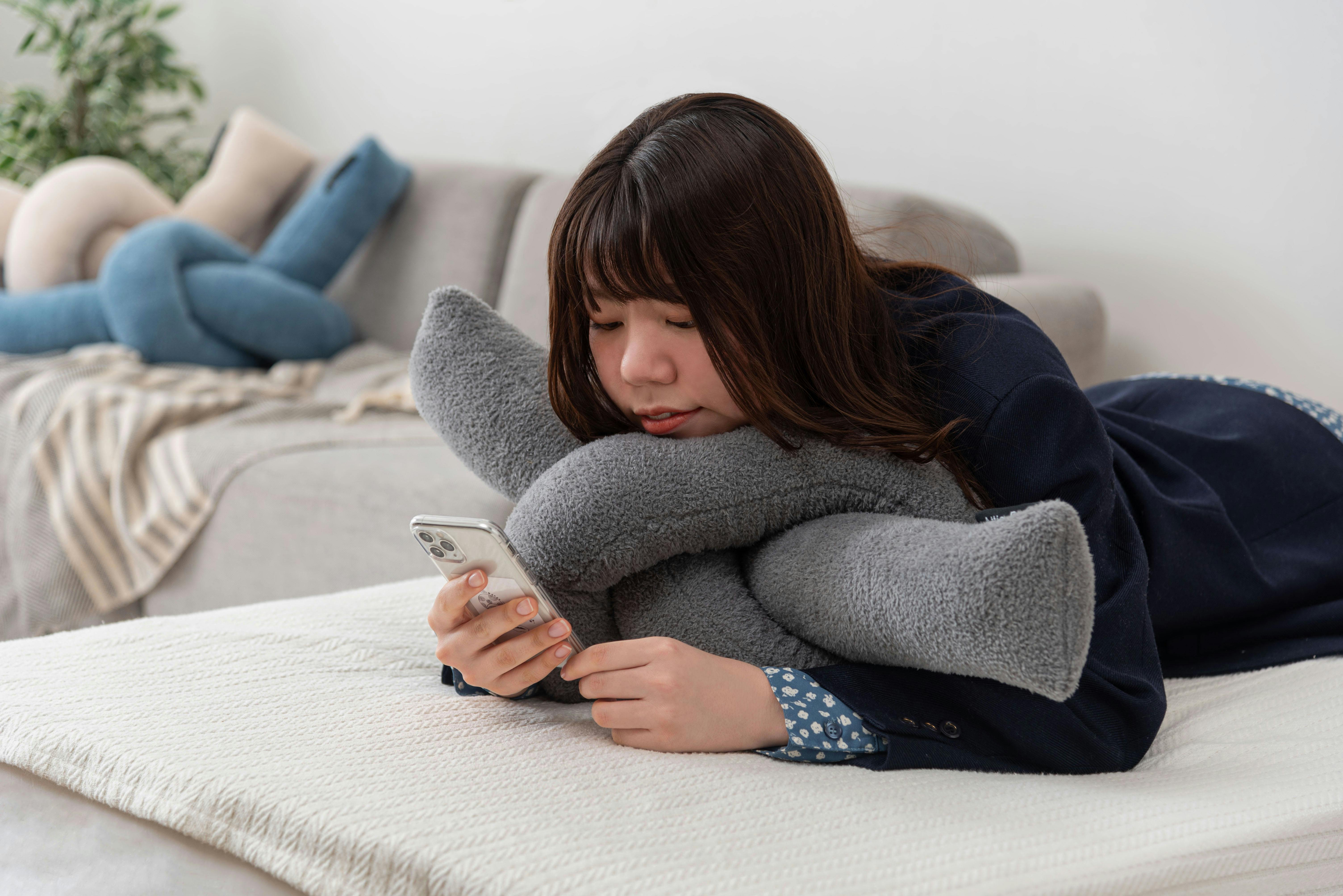 Room Essence もちもちロープクッション 約W60×D29.5×H21 ダークグレー