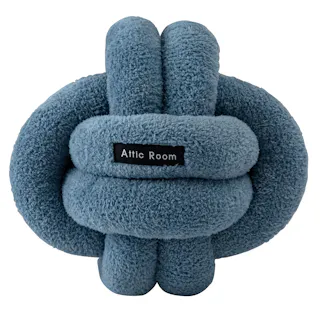 Room Essence もちもちボールクッション 約W25×D25×H25 ブルー 完成品 韓国 おしゃれ かわいい フロアクッション 結び目 ロープ インテリア 雑貨 北欧 柔らかい ベージュ GLK-212BL【別送品】