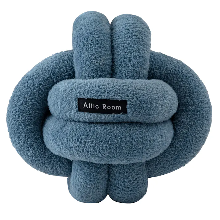 Room Essence もちもちボールクッション 約W25×D25×H25 ブルー 完成品 韓国 おしゃれ かわいい フロアクッション 結び目 ロープ インテリア 雑貨 北欧 柔らかい ベージュ GLK-212BL【別送品】