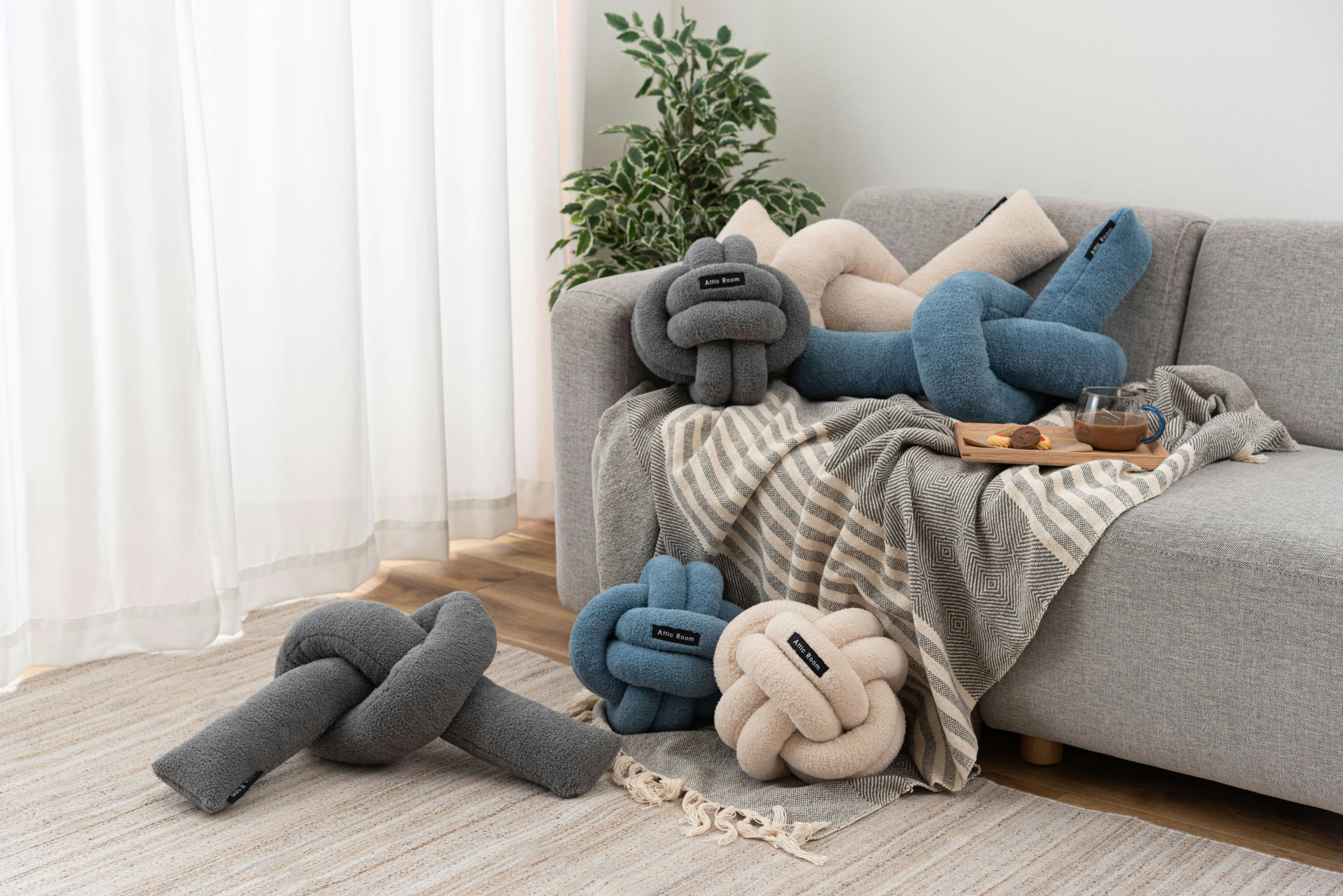 Room Essence もちもちボールクッション 約W25×D25×H25 ブルー 完成品