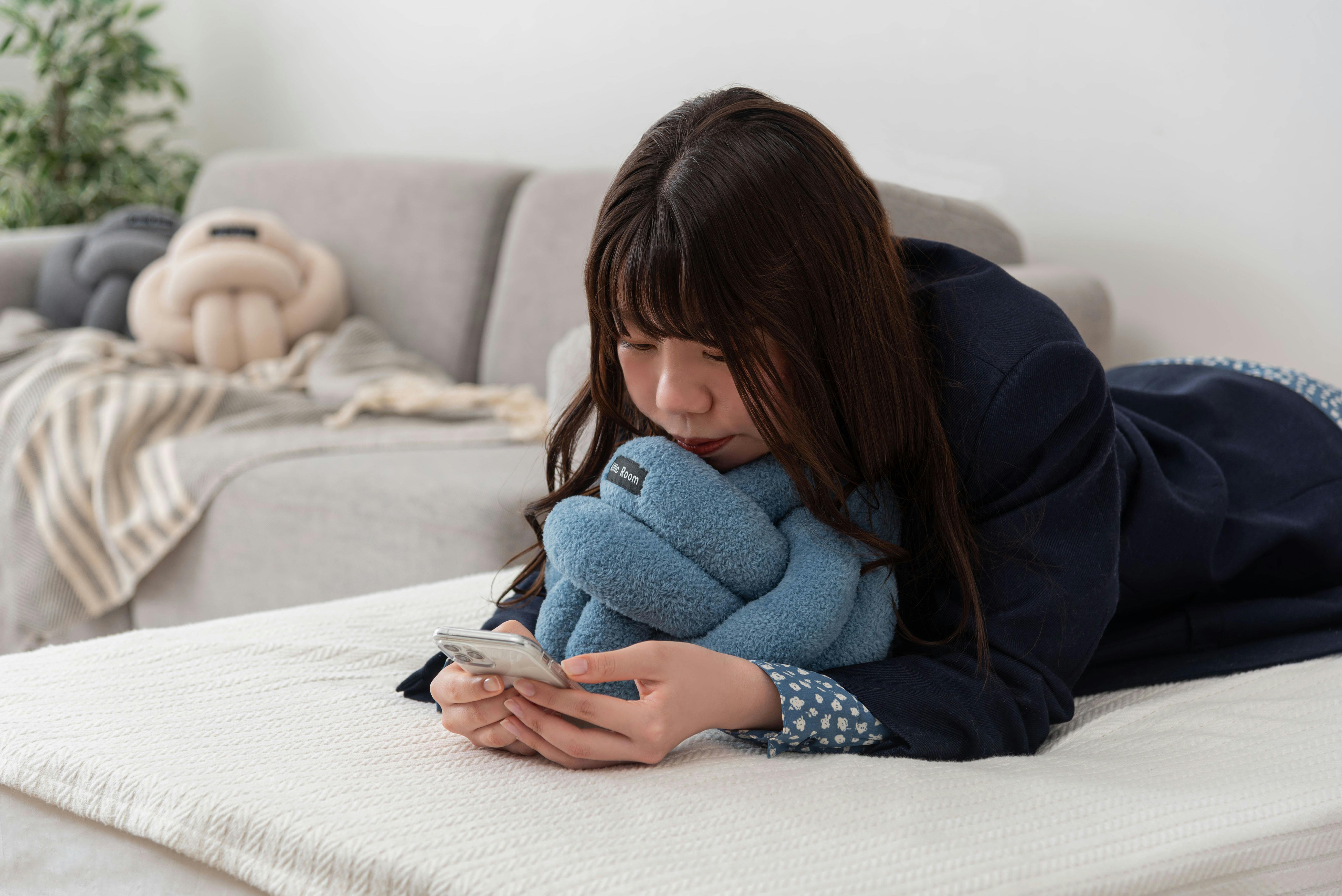 Room Essence もちもちボールクッション 約W25×D25×H25 ブルー 完成品