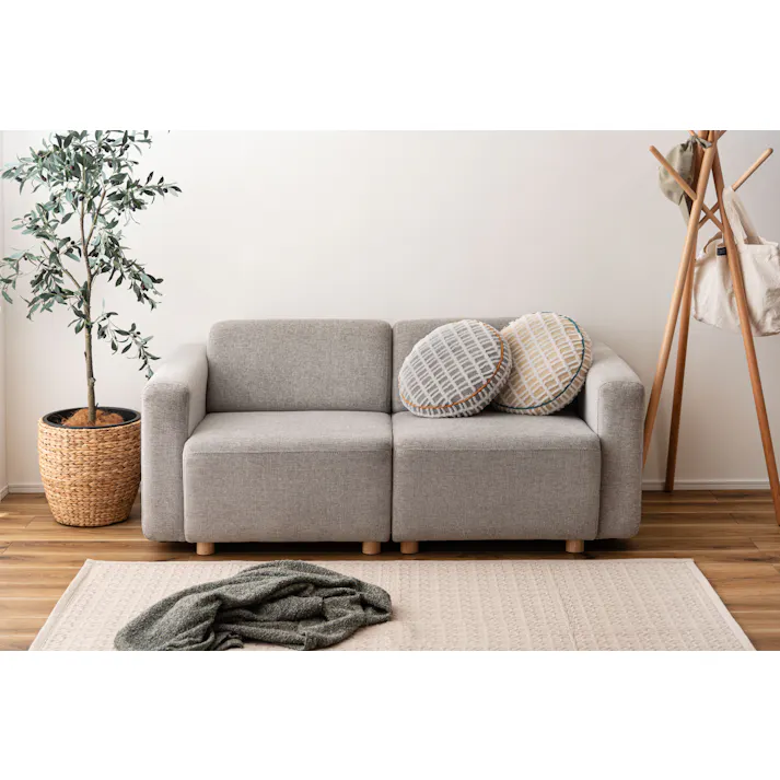 Room Essence ラウンドボアチェックークッション 約W34×D34×H16 グレー 完成品 クッション チェック柄 もこもこ ふんわり 可愛い 北欧風 くすみカラー シンプル ナチュラル もちもち ボア GLK-214GY【別送品】