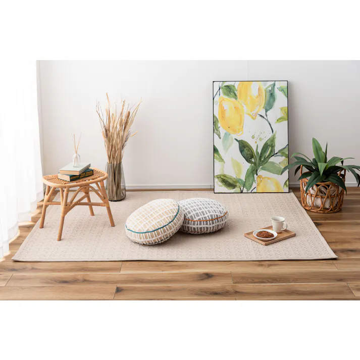 Room Essence ラウンドボアチェックークッション 約W34×D34×H16 グレー 完成品 クッション チェック柄 もこもこ ふんわり 可愛い 北欧風 くすみカラー シンプル ナチュラル もちもち ボア GLK-214GY【別送品】