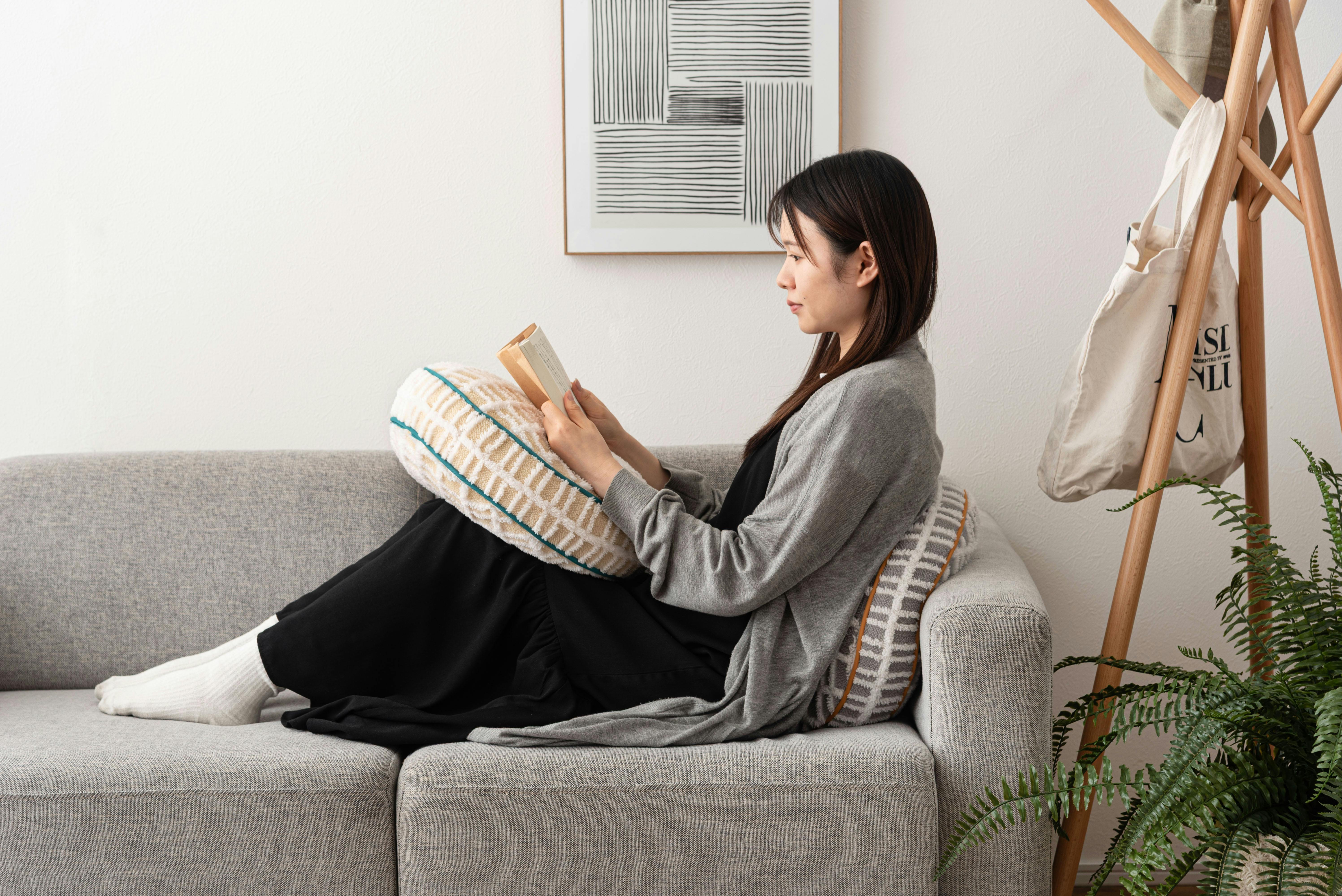 Room Essence ラウンドボアチェックークッション 約W34×D34×H16 グレー