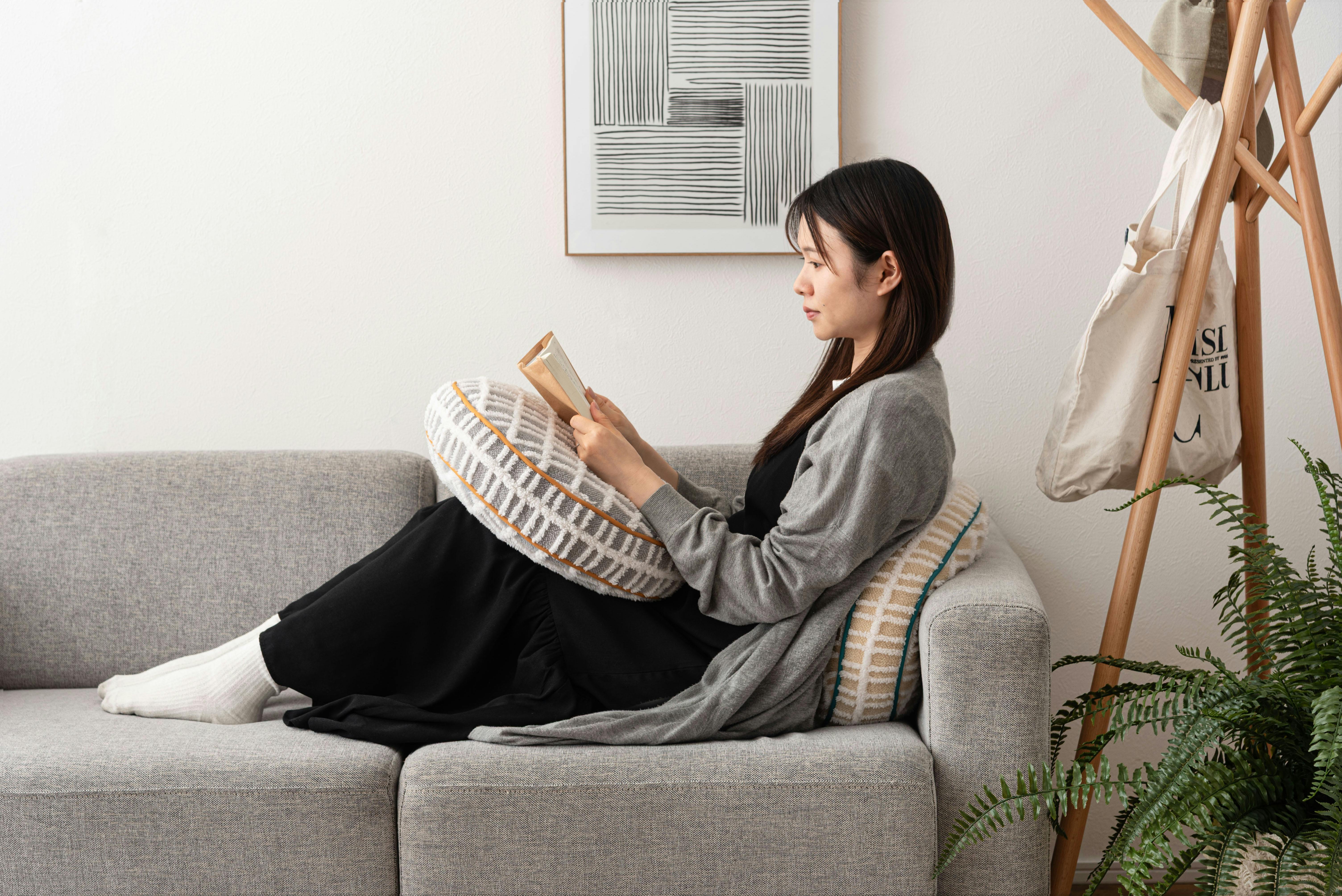 Room Essence ラウンドボアチェックークッション 約W34×D34×H16