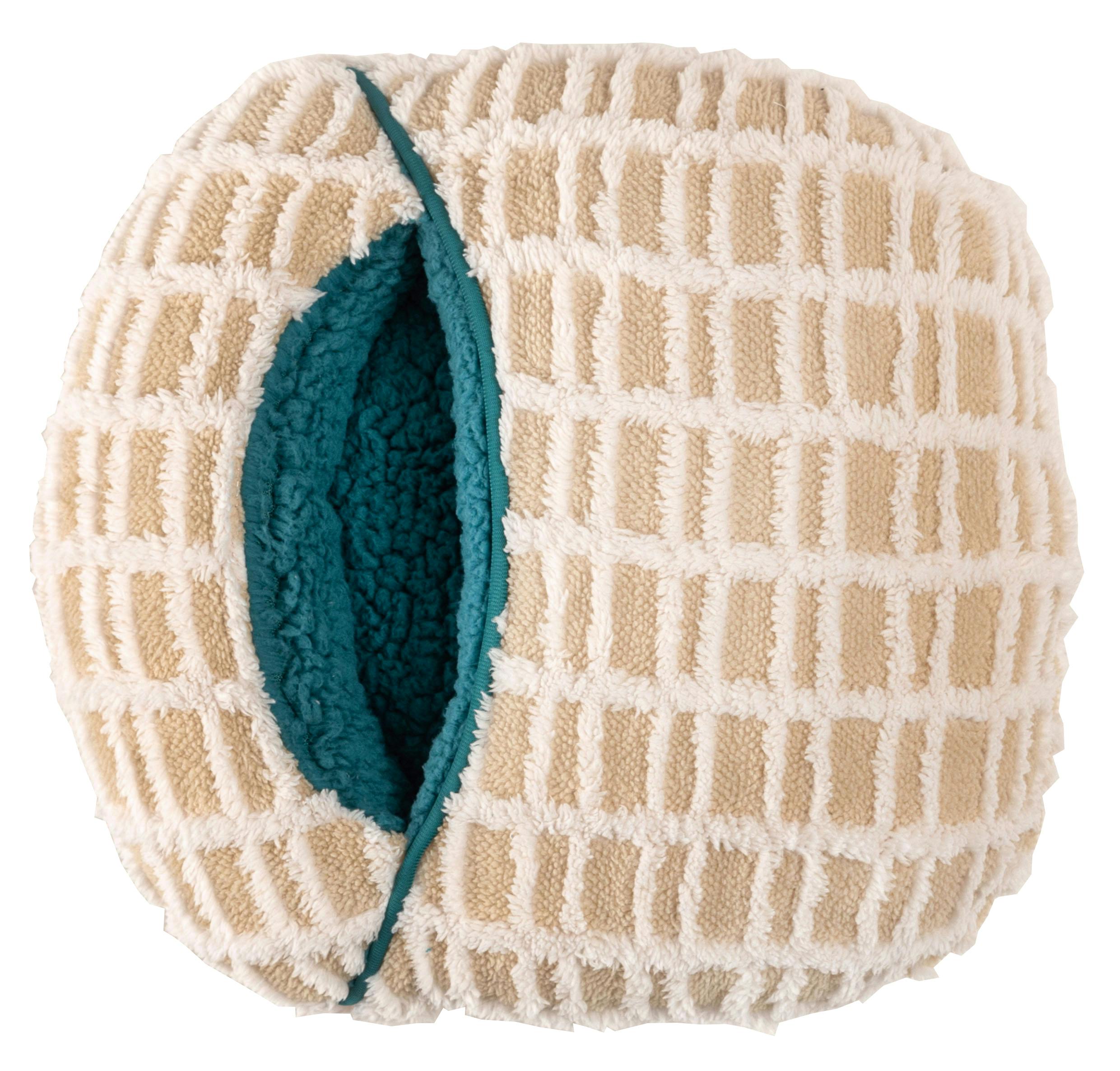 Room Essence ボアチェックーフットインクッション 約W37×D37×H15.5 アイボリー 完成品 フットインクッション チェック柄 もこもこ ふん その他のクッション