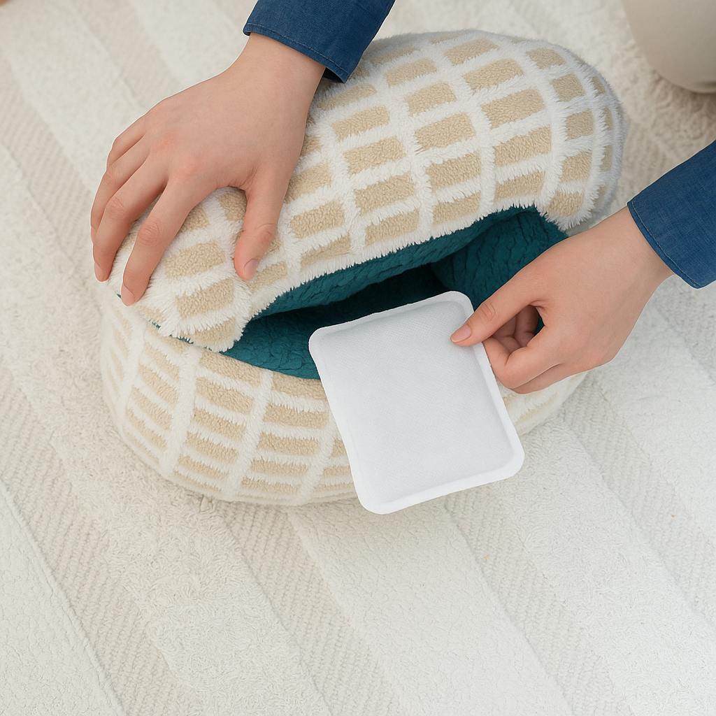 Room Essence ボアチェックーフットインクッション 約W37×D37×H15.5