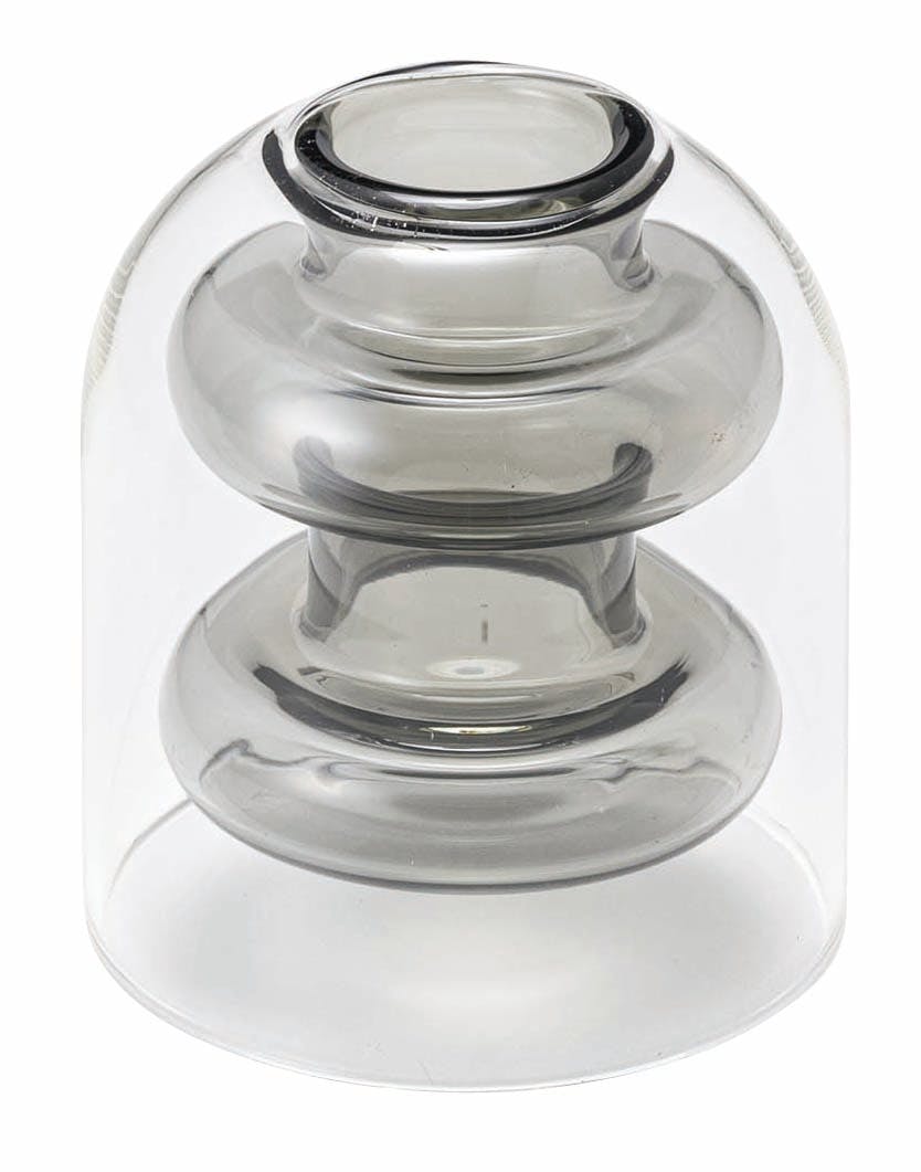 Room Essence ガラスベース W8×D8×H9 グレー 完成品 花瓶 フラワーベース 北欧 アート 筒型 一輪挿し ガラス製 玄関 雑貨 小物 お店 グリーン・観葉植物用品