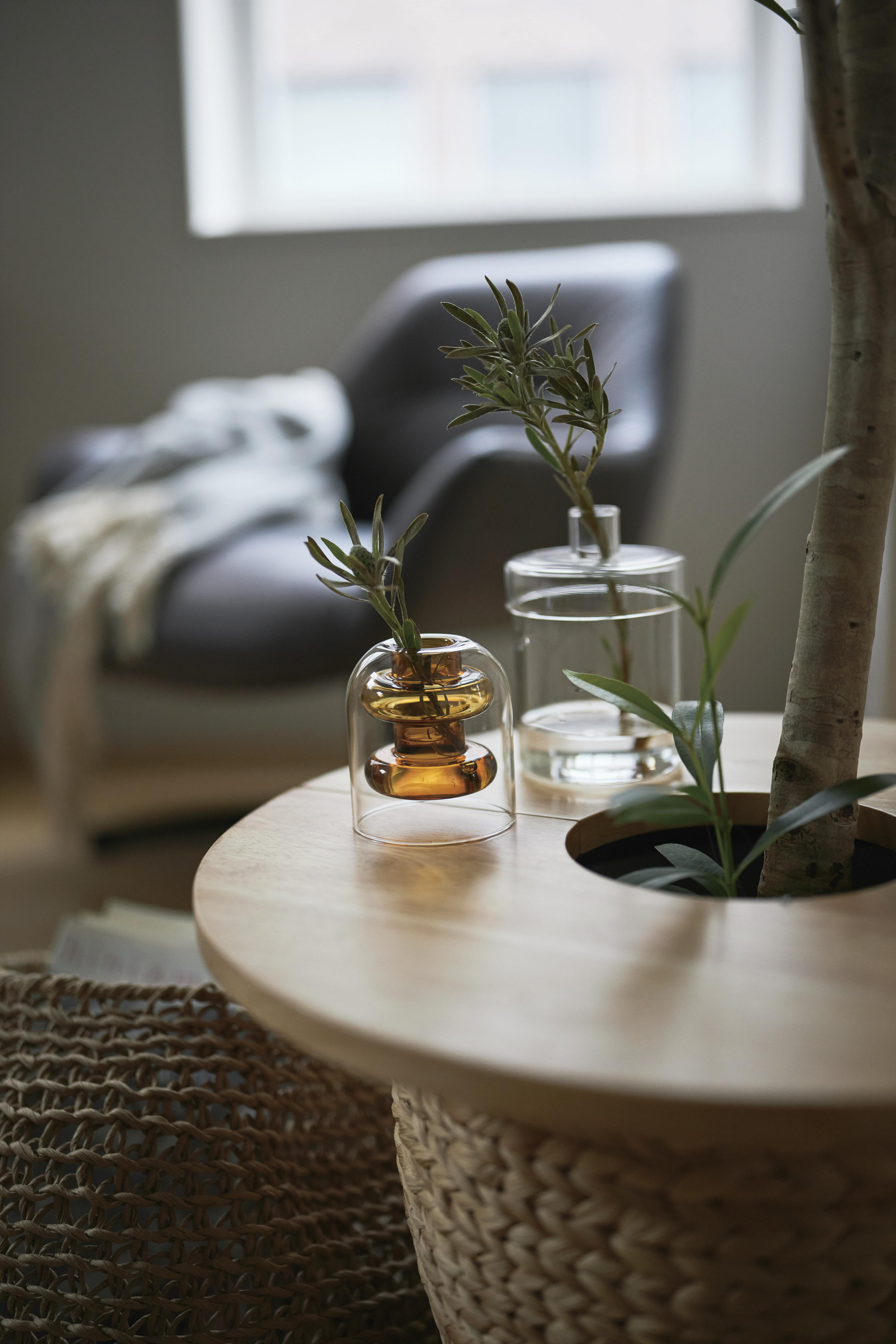 Room Essence ガラスベース W8×D8×H9 オレンジ 完成品 花瓶 フラワー