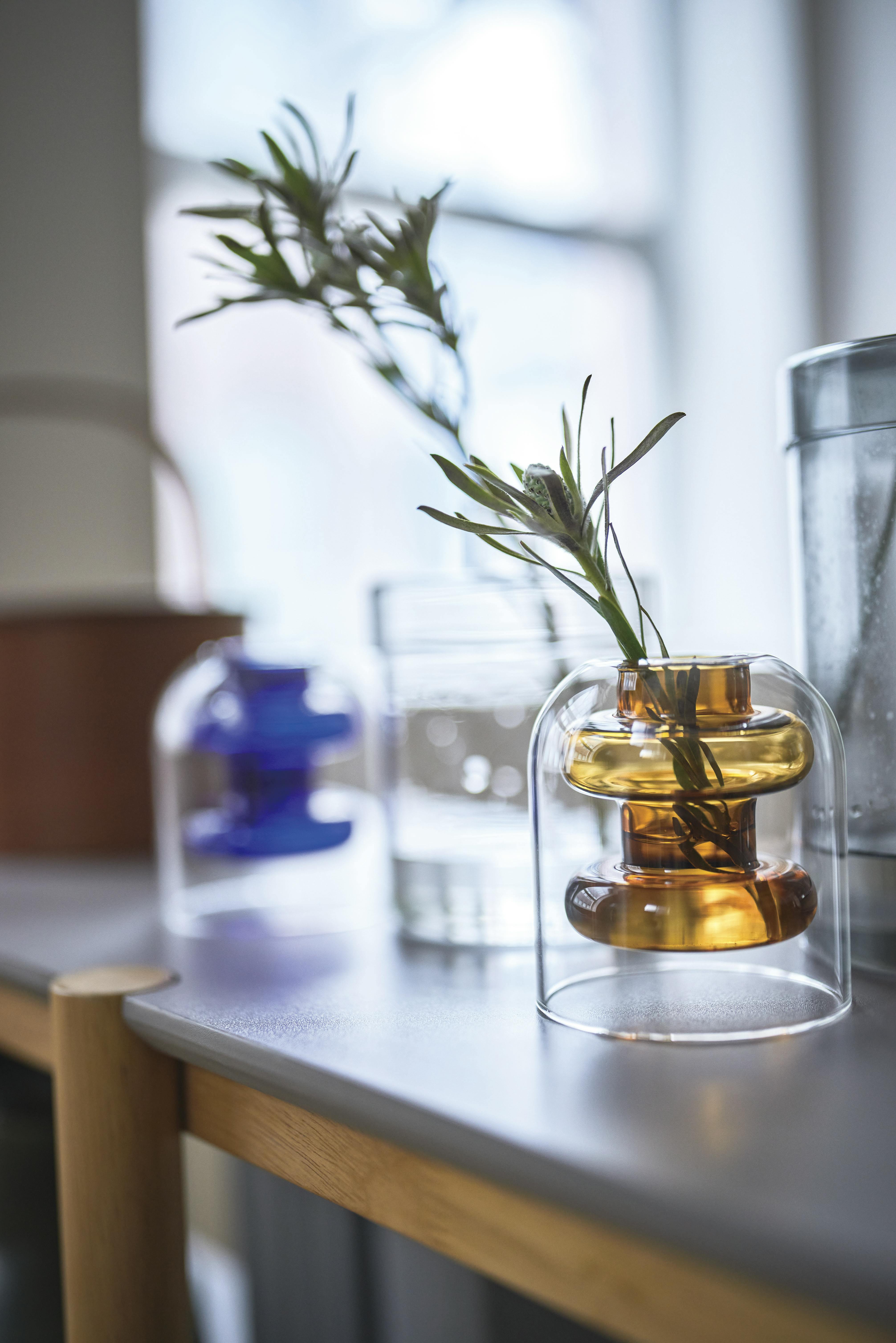 Room Essence ガラスベース W8×D8×H9 オレンジ 完成品 花瓶 フラワー