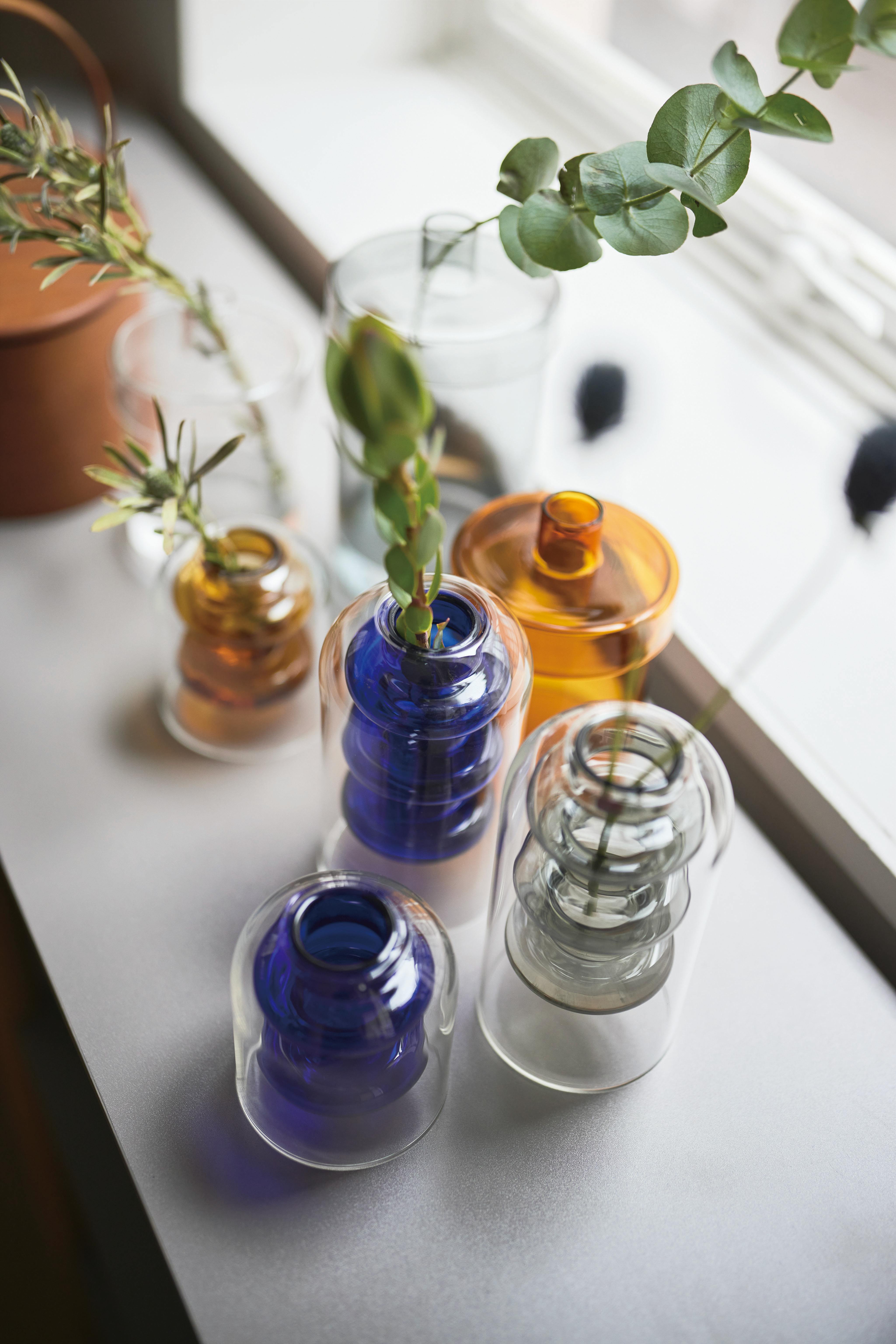 Room Essence ガラスベース W8×D8×H14 ブルー 完成品 花瓶 フラワー