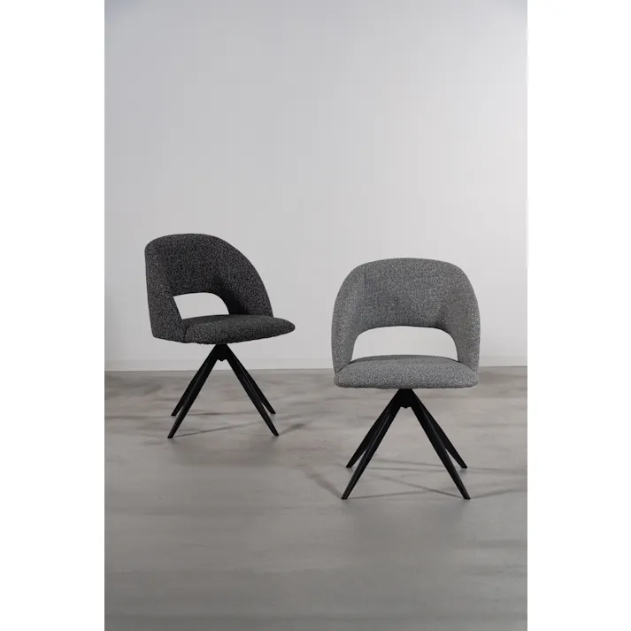 Room Essence 回転チェア W50×D55×H78×SH45 ダークグレー 組立式 チェア 椅子 回転椅子 ブラックスチール 回転 パーソナルチェア 回転式 混色生地 クッション性 シンプル モダン ワークチェア 在宅勤務 テレワーク リモートワーク HB-11DGY【別送品】