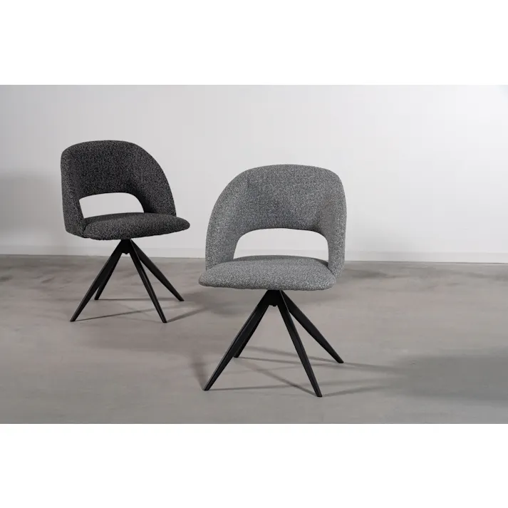 Room Essence 回転チェア W50×D55×H78×SH45 ダークグレー 組立式 チェア 椅子 回転椅子 ブラックスチール 回転 パーソナルチェア 回転式 混色生地 クッション性 シンプル モダン ワークチェア 在宅勤務 テレワーク リモートワーク HB-11DGY【別送品】