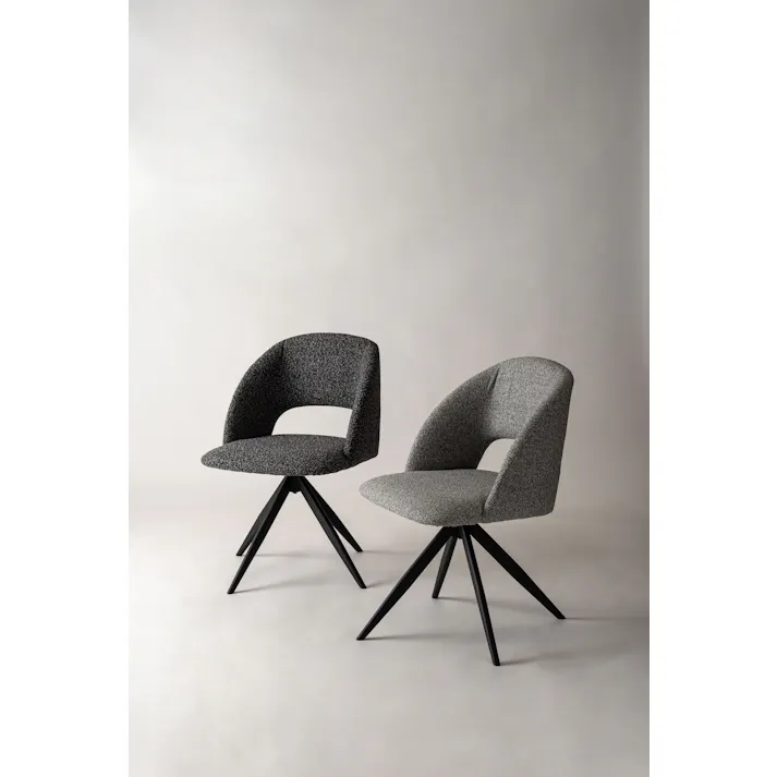 Room Essence 回転チェア W50×D55×H78×SH45 ダークグレー 組立式 チェア 椅子 回転椅子 ブラックスチール 回転 パーソナルチェア 回転式 混色生地 クッション性 シンプル モダン ワークチェア 在宅勤務 テレワーク リモートワーク HB-11DGY【別送品】