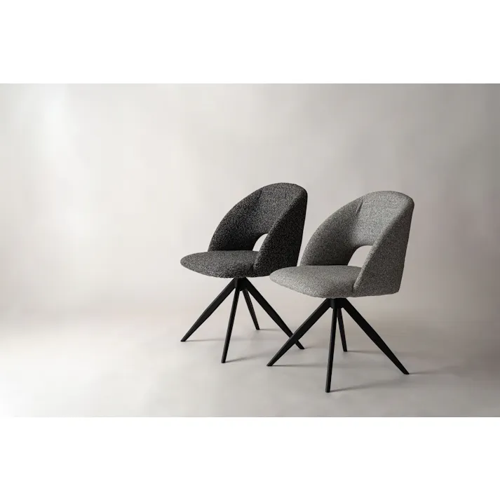 Room Essence 回転チェア W50×D55×H78×SH45 ダークグレー 組立式 チェア 椅子 回転椅子 ブラックスチール 回転 パーソナルチェア 回転式 混色生地 クッション性 シンプル モダン ワークチェア 在宅勤務 テレワーク リモートワーク HB-11DGY【別送品】