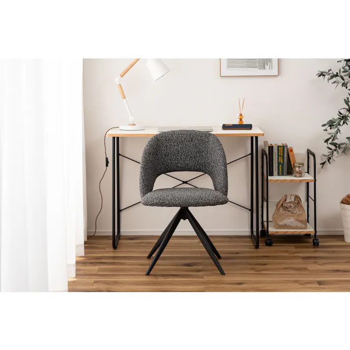 Room Essence 回転チェア W50×D55×H78×SH45 ダークグレー 組立式 チェア 椅子 回転椅子 ブラックスチール 回転 パーソナルチェア 回転式 混色生地 クッション性 シンプル モダン ワークチェア 在宅勤務 テレワーク リモートワーク HB-11DGY【別送品】