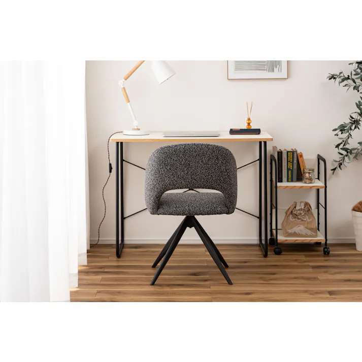 Room Essence 回転チェア W50×D55×H78×SH45 ダークグレー 組立式 チェア 椅子 回転椅子 ブラックスチール 回転 パーソナルチェア 回転式 混色生地 クッション性 シンプル モダン ワークチェア 在宅勤務 テレワーク リモートワーク HB-11DGY【別送品】