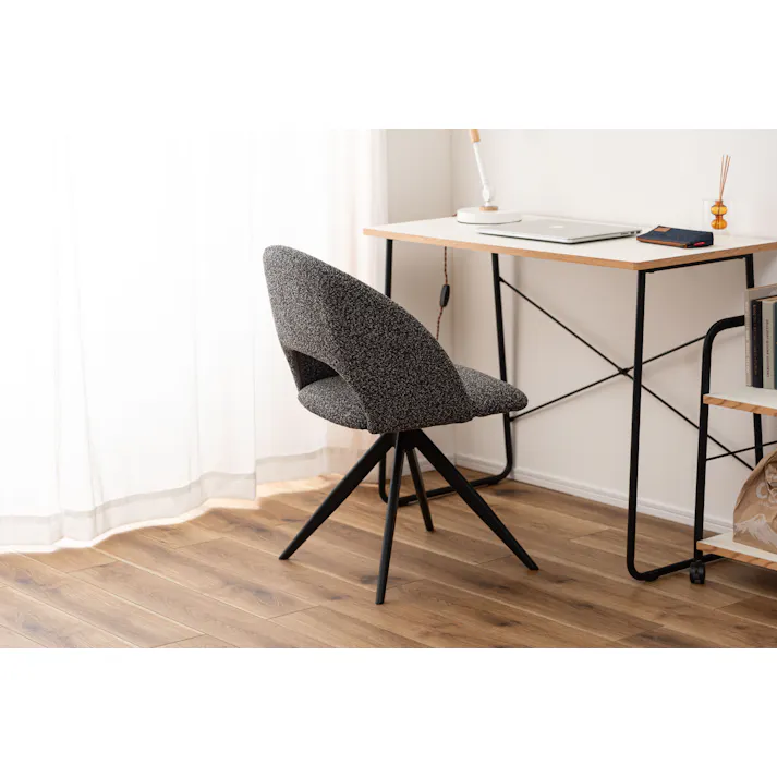 Room Essence 回転チェア W50×D55×H78×SH45 ダークグレー 組立式 チェア 椅子 回転椅子 ブラックスチール 回転 パーソナルチェア 回転式 混色生地 クッション性 シンプル モダン ワークチェア 在宅勤務 テレワーク リモートワーク HB-11DGY【別送品】