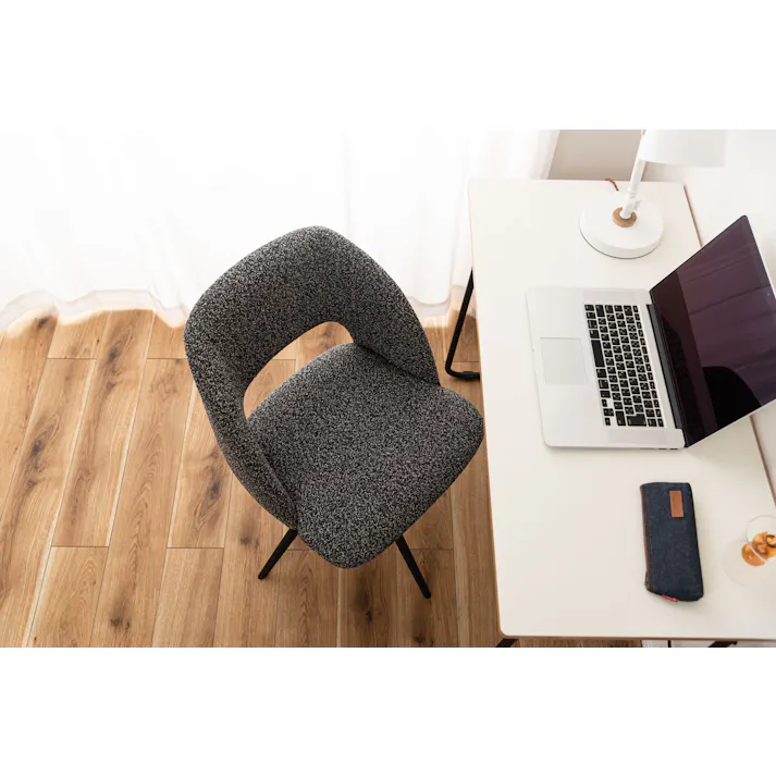 Room Essence 回転チェア W50×D55×H78×SH45 ダークグレー 組立式 チェア 椅子 回転椅子 ブラックスチール 回転 パーソナルチェア 回転式 混色生地 クッション性 シンプル モダン ワークチェア 在宅勤務 テレワーク リモートワーク HB-11DGY【別送品】