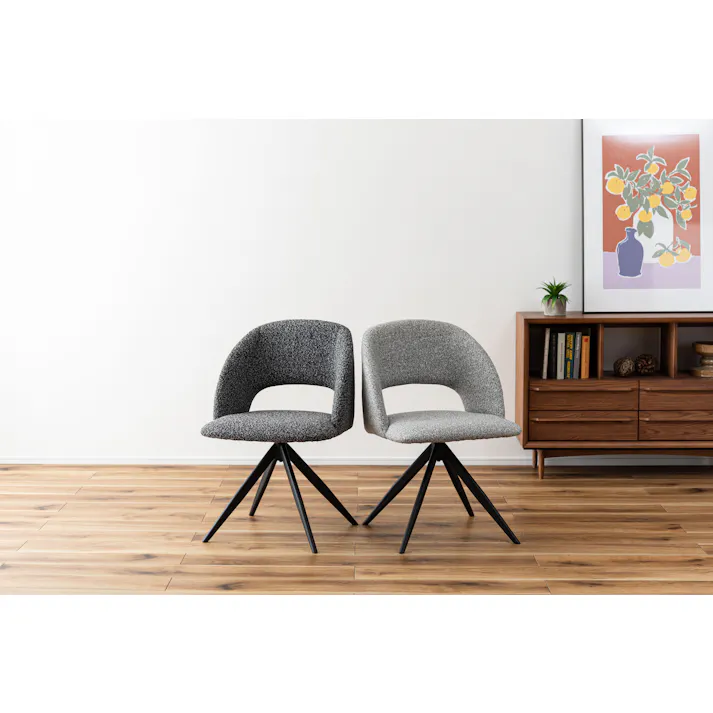 Room Essence 回転チェア W50×D55×H78×SH45 ダークグレー 組立式 チェア 椅子 回転椅子 ブラックスチール 回転 パーソナルチェア 回転式 混色生地 クッション性 シンプル モダン ワークチェア 在宅勤務 テレワーク リモートワーク HB-11DGY【別送品】