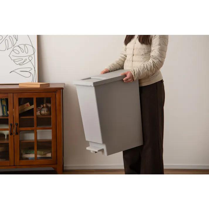 Room Essence トラッシュカン 45L W26.5×D45.5×H55.5 グレー 完成品 ゴミ箱 45リットル おしゃれ 分別 ごみ箱 プッシュ型 ペダル型 ダストボックス 蓋付き キッチン 45L フタ付き 縦型 シンプル 北欧 韓国 コンパクト LFS-861GY【別送品】