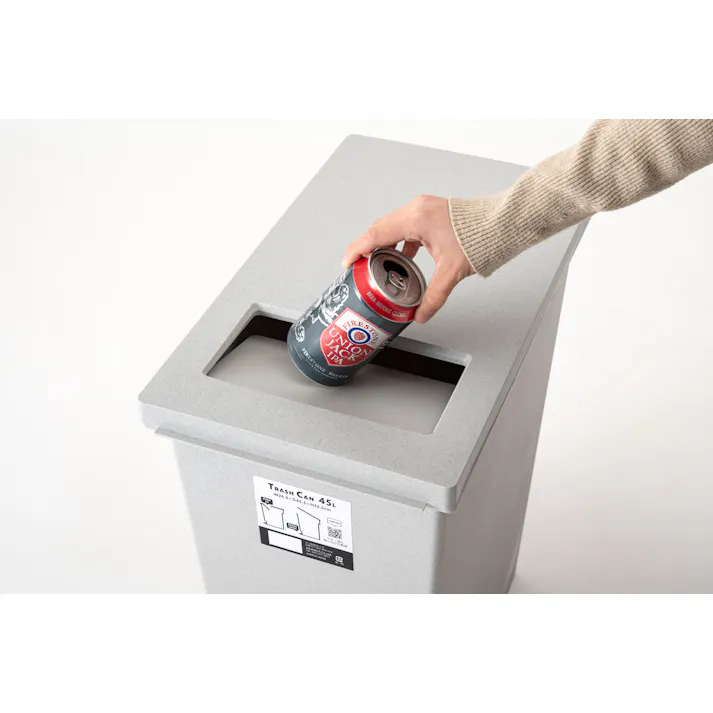 Room Essence トラッシュカン 45L W26.5×D45.5×H55.5 グレー 完成品 ゴミ箱 45リットル おしゃれ 分別 ごみ箱 プッシュ型 ペダル型 ダストボックス 蓋付き キッチン 45L フタ付き 縦型 シンプル 北欧 韓国 コンパクト LFS-861GY【別送品】