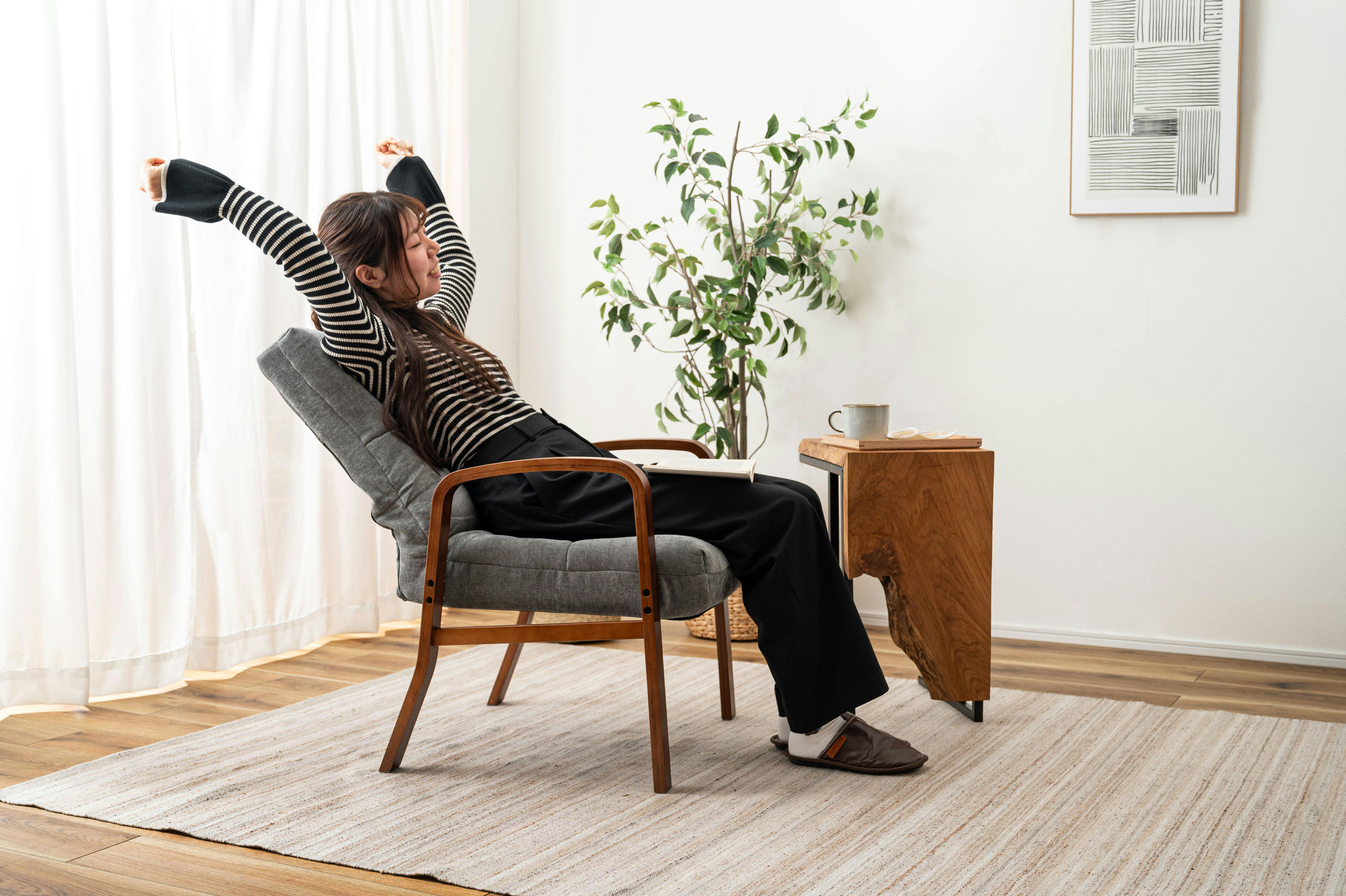 Room Essence 高座椅子 W60.5×D69～86×H79～86×SH44.5 グレー 組立式