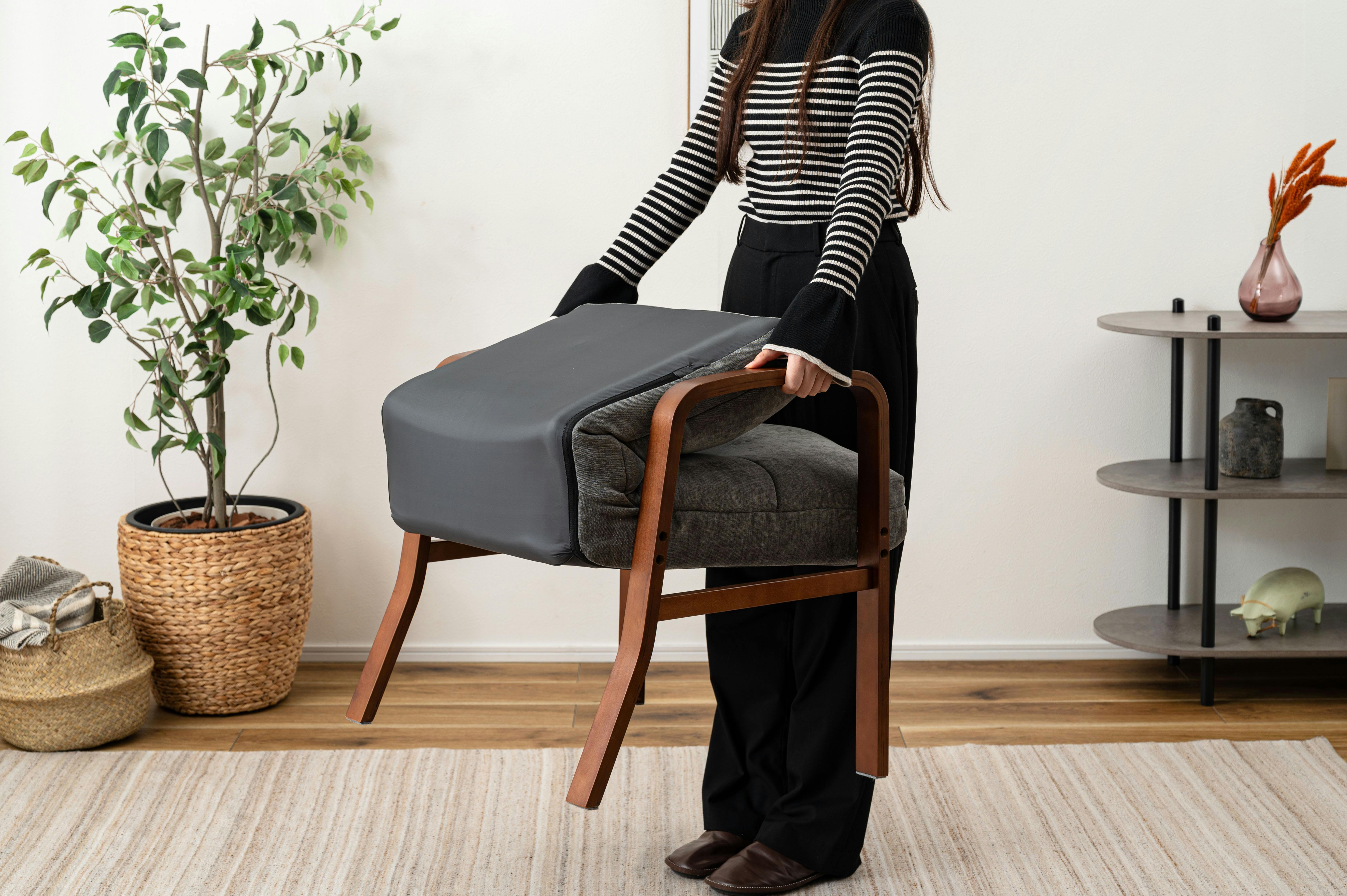 Room Essence 高座椅子 W60.5×D69～86×H79～86×SH44.5 グレー 組立式