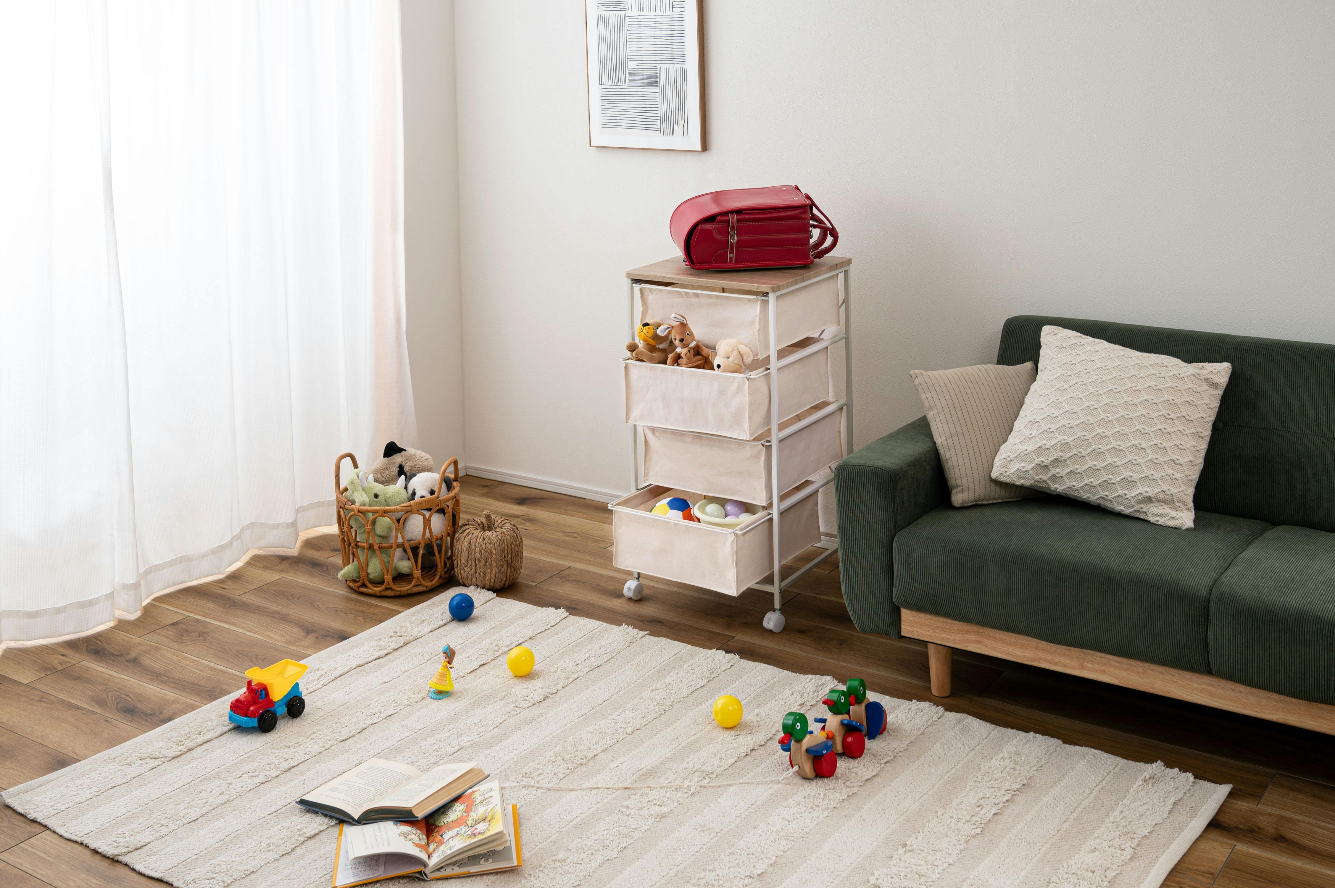 Room Essence キャンバスチェスト4段 W43×D44×H84 ホワイト 組立式 Room Essence キャンバスチェスト4段 W43×D44×H84 ホワイト 組立式