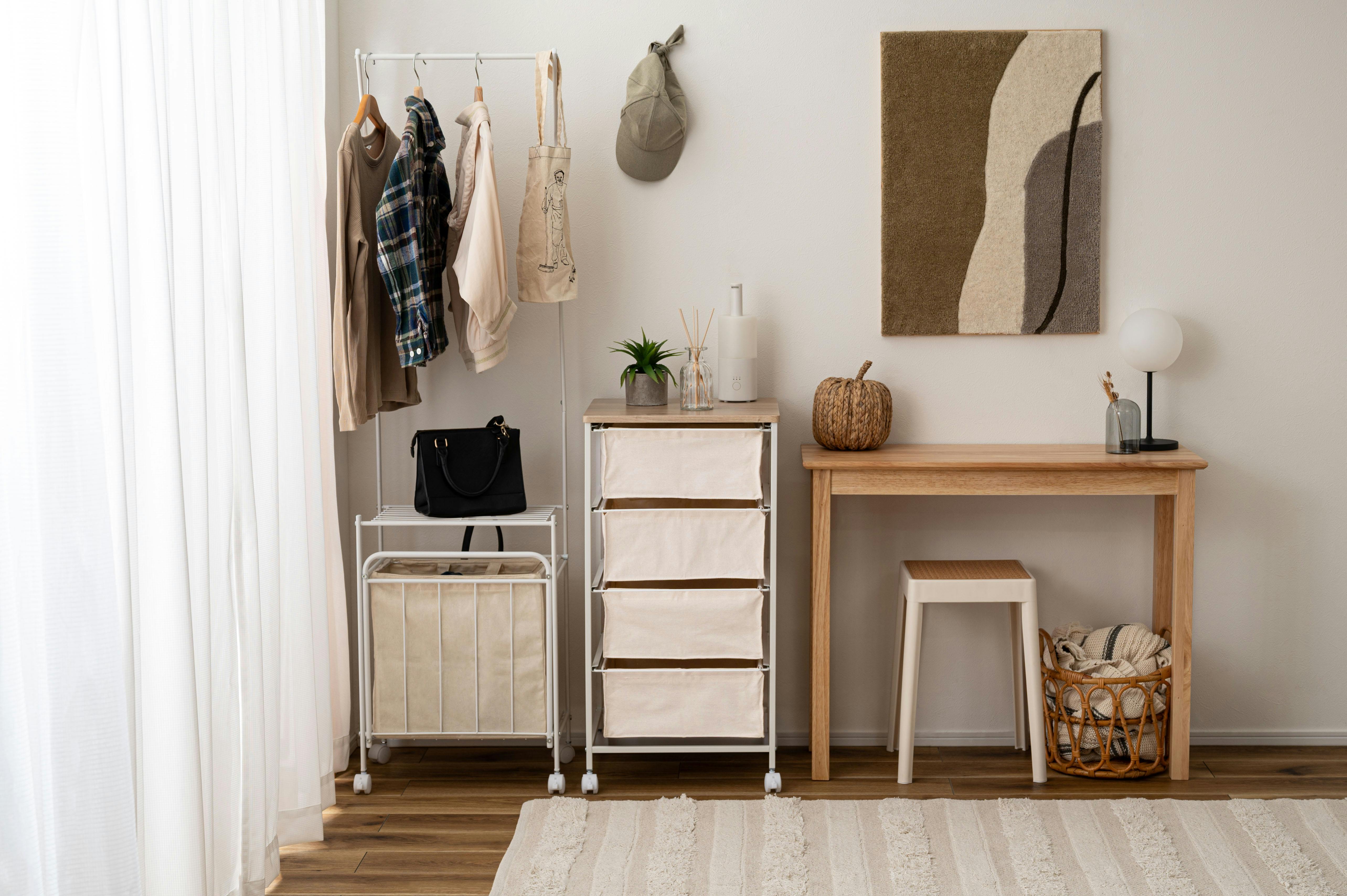 Room Essence キャンバスチェスト4段 W43×D44×H84 ホワイト 組立式 Room Essence キャンバスチェスト4段 W43×D44×H84 ホワイト 組立式