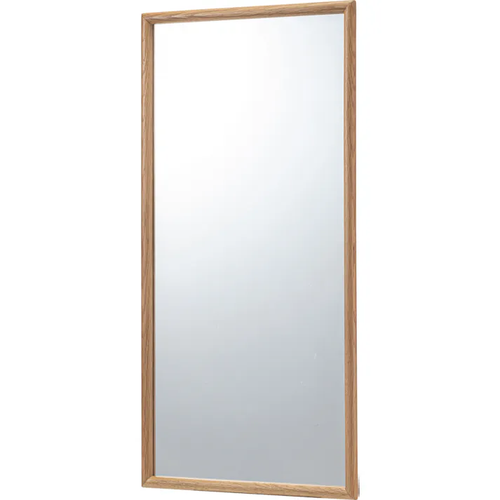 Room Essence ウォールミラー W80×D40×H3 ナチュラル 完成品 鏡 かがみ 壁 壁掛け 姿見 長方形 80×40 40×80 木製 天然木 オーク ドレッサー 玄関 リビング 飛散防止 シンプル 韓国 韓国インテリア 北欧 カントリー MTK-310NA【別送品】