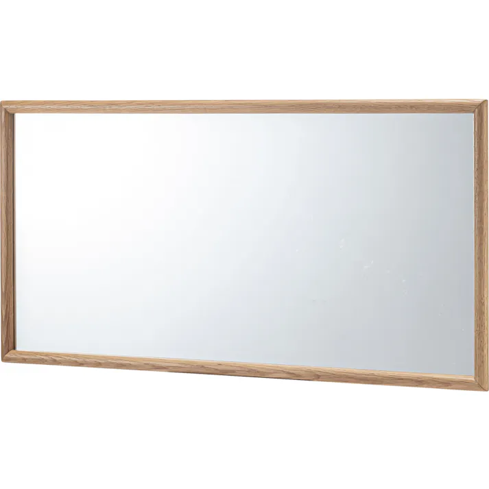 Room Essence ウォールミラー W80×D40×H3 ナチュラル 完成品 鏡 かがみ 壁 壁掛け 姿見 長方形 80×40 40×80 木製 天然木 オーク ドレッサー 玄関 リビング 飛散防止 シンプル 韓国 韓国インテリア 北欧 カントリー MTK-310NA【別送品】