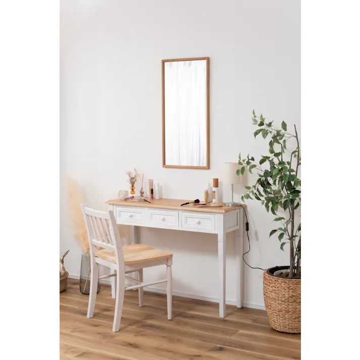 Room Essence ウォールミラー W80×D40×H3 ナチュラル 完成品 鏡 かがみ 壁 壁掛け 姿見 長方形 80×40 40×80 木製 天然木 オーク ドレッサー 玄関 リビング 飛散防止 シンプル 韓国 韓国インテリア 北欧 カントリー MTK-310NA【別送品】